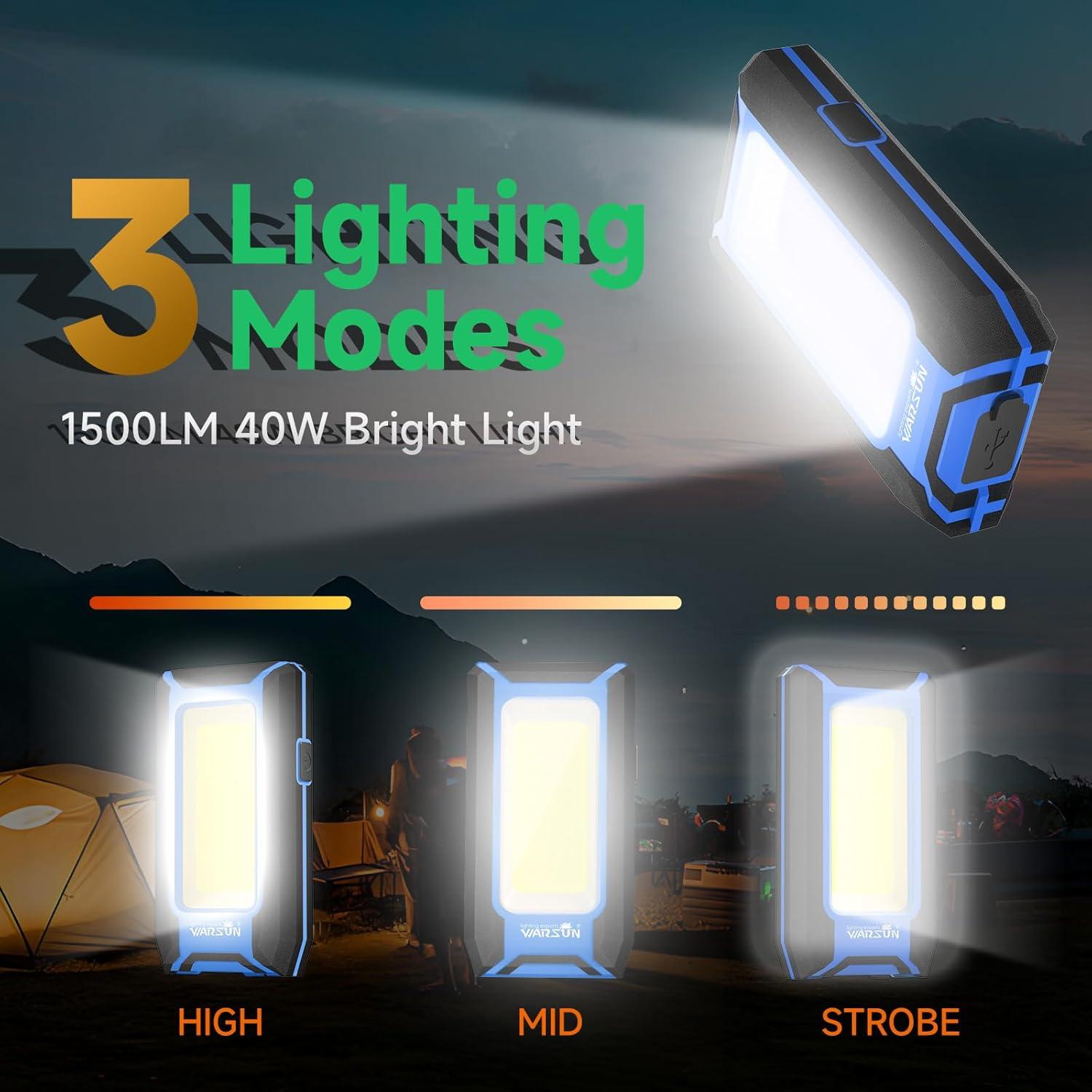 Luz de Trabajo LED Recargable WARSUN 40W 1500 Lúmenes