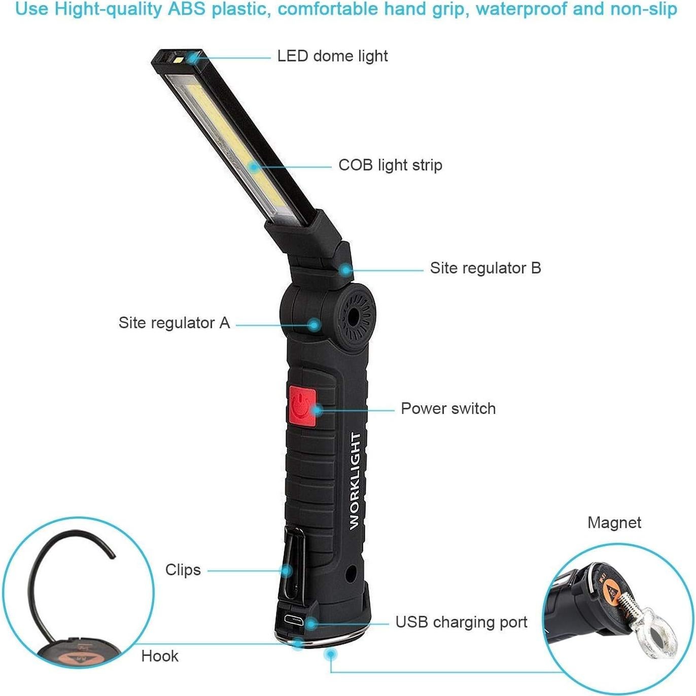 Luz de Trabajo LED Recargable OTYTY 1000 Lúmenes 5 Modos