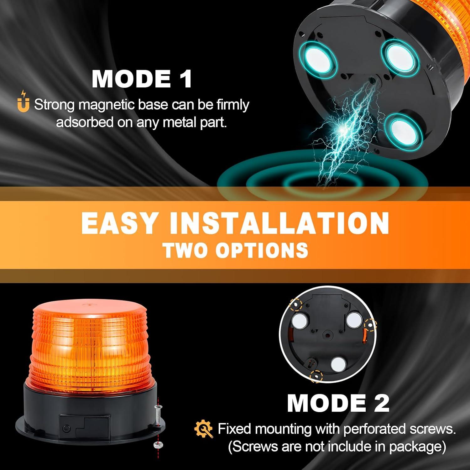 Luz Estroboscópica LED Dinfu Ámbar Inalámbrica Recargable 10W