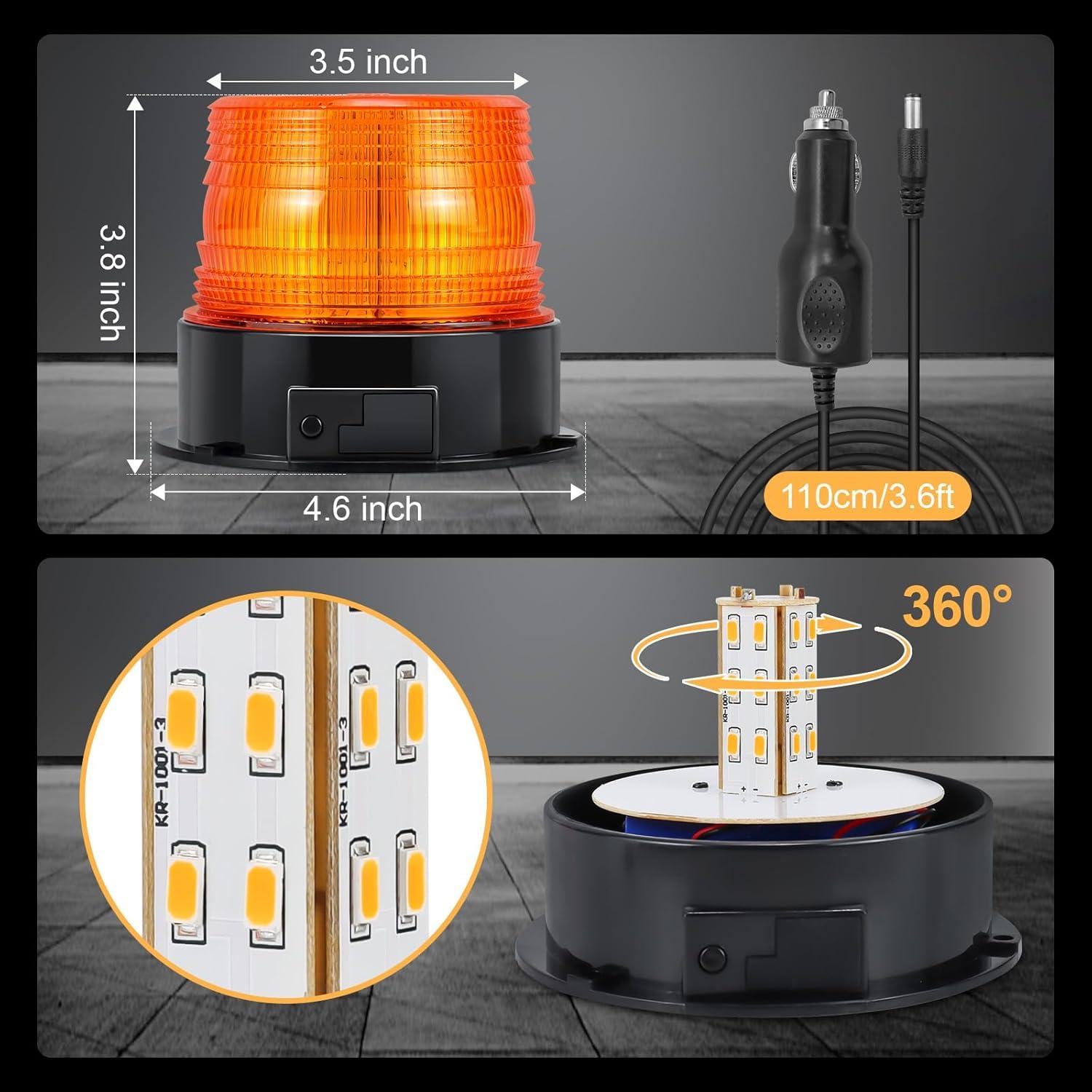 Luz Estroboscópica LED Dinfu Ámbar Inalámbrica Recargable 10W
