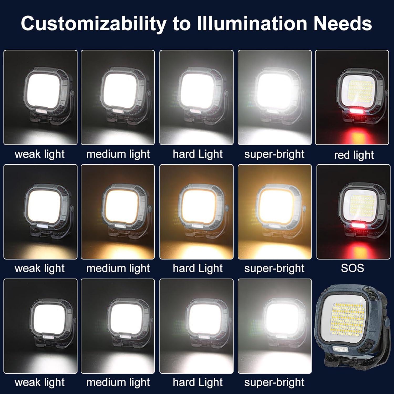 Luz de trabajo LED recargable DXSAWA 2500LM IP65 portátil