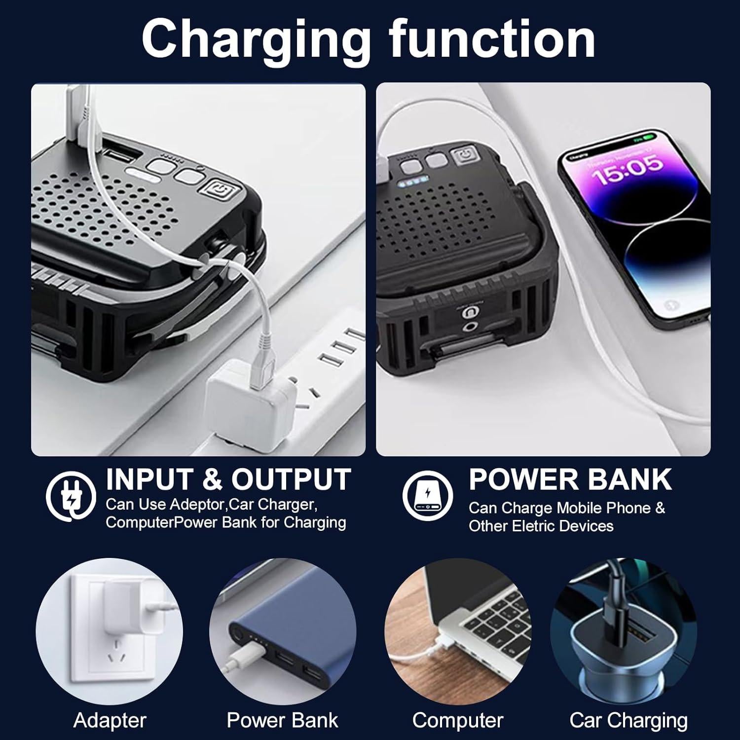 Luz de trabajo LED recargable DXSAWA 2500LM IP65 portátil