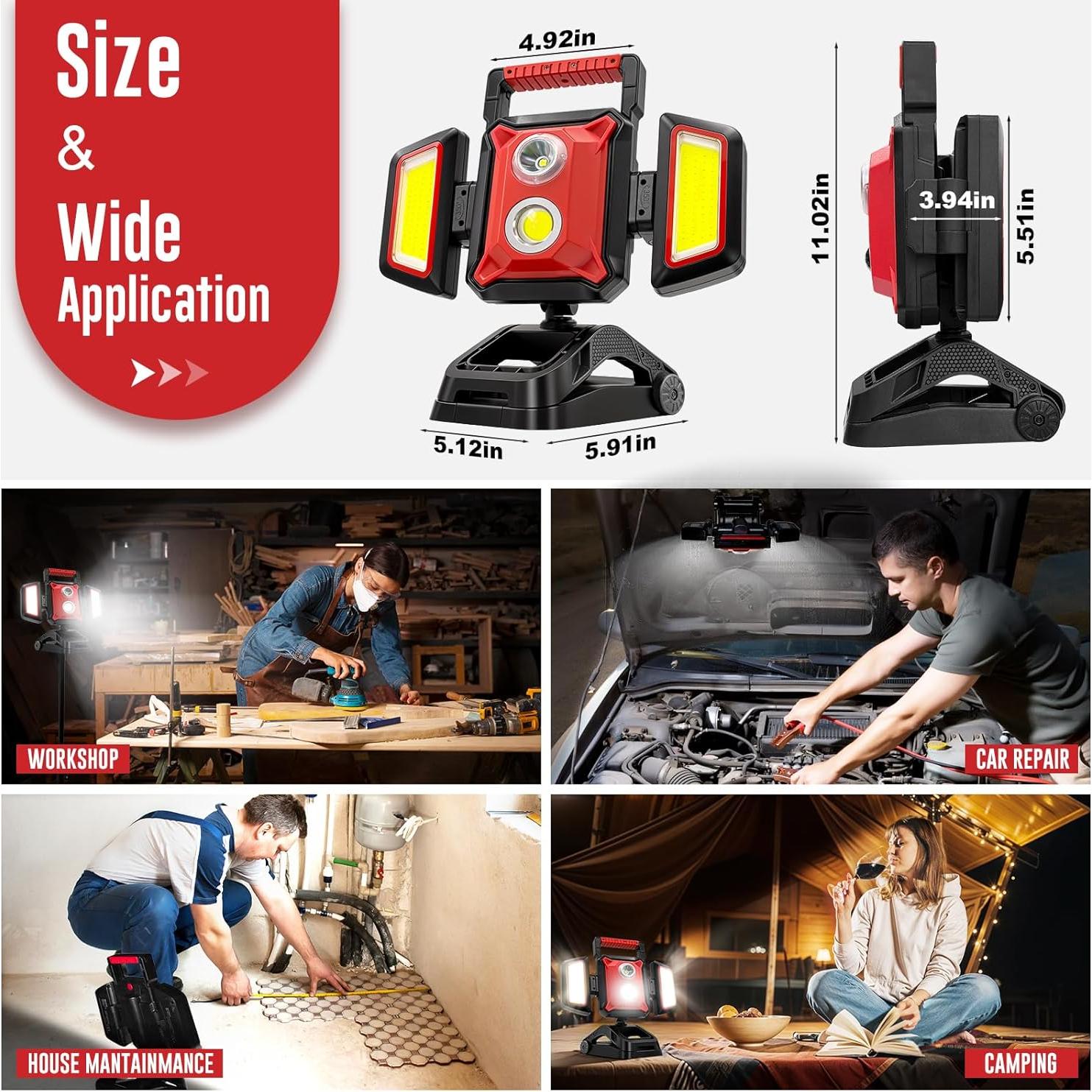 Luz de Trabajo Recargable SYLSTAR 40W 4000LM Plegable 5 Modos