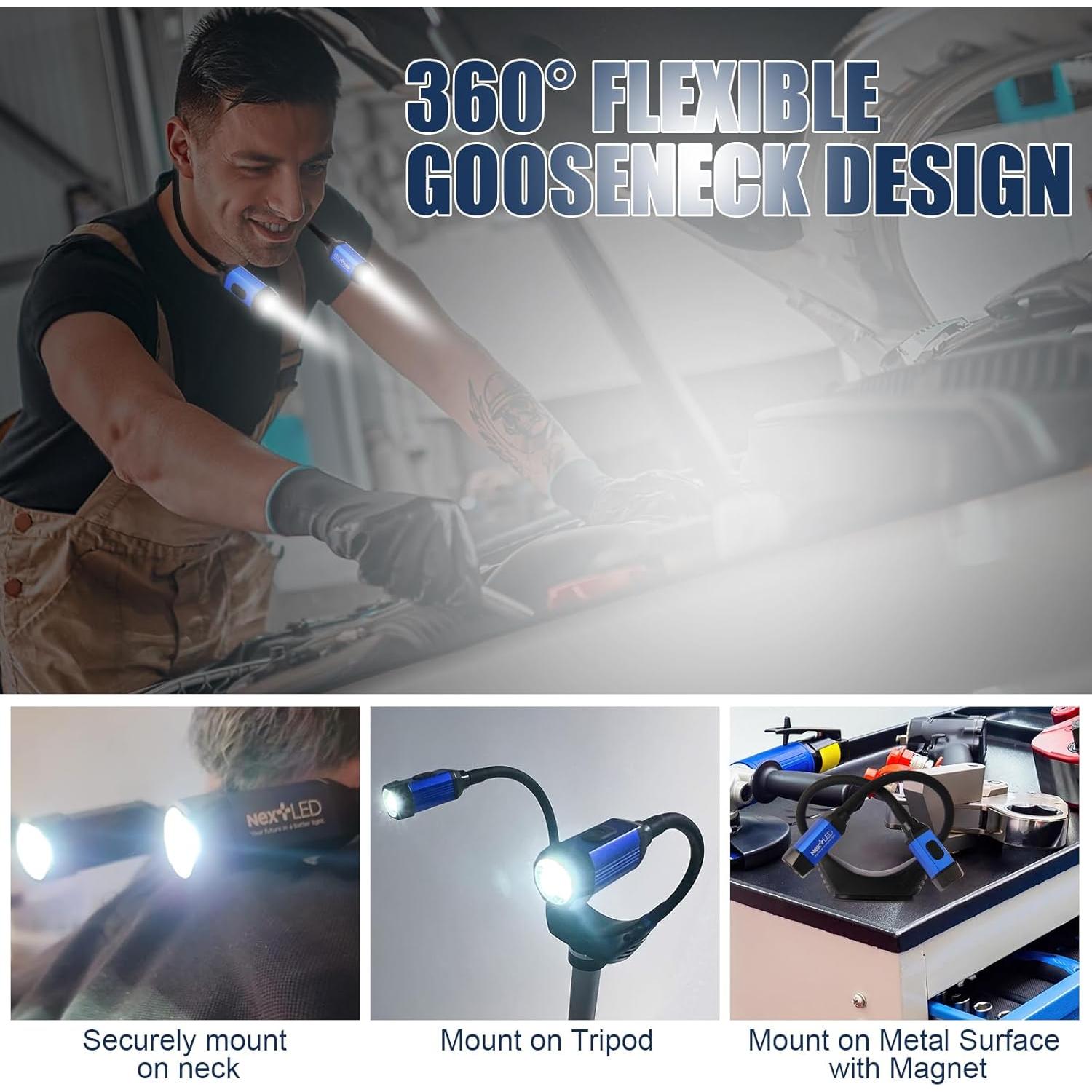 Luz de Trabajo de Cuello Recargable NextLED NT-6633 IPX4 2000mAh