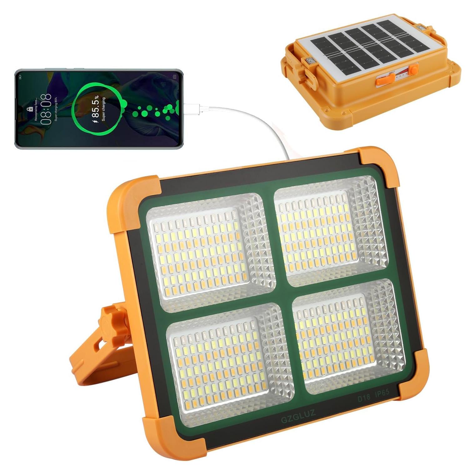 Luz de Trabajo LED GZGLUZ 120W 10000LM Recargable Solar IP66