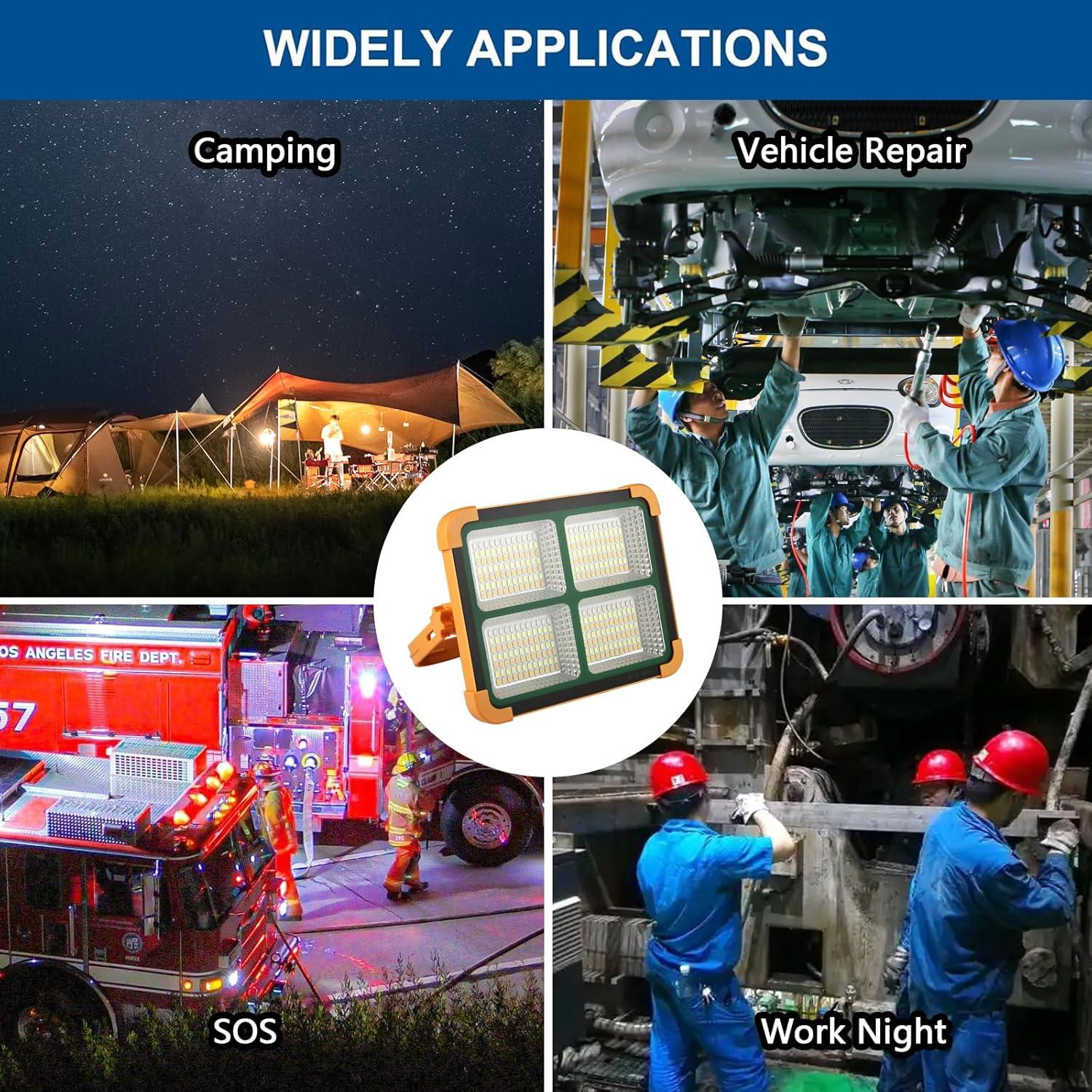 Luz de Trabajo LED GZGLUZ 120W 10000LM Recargable Solar IP66