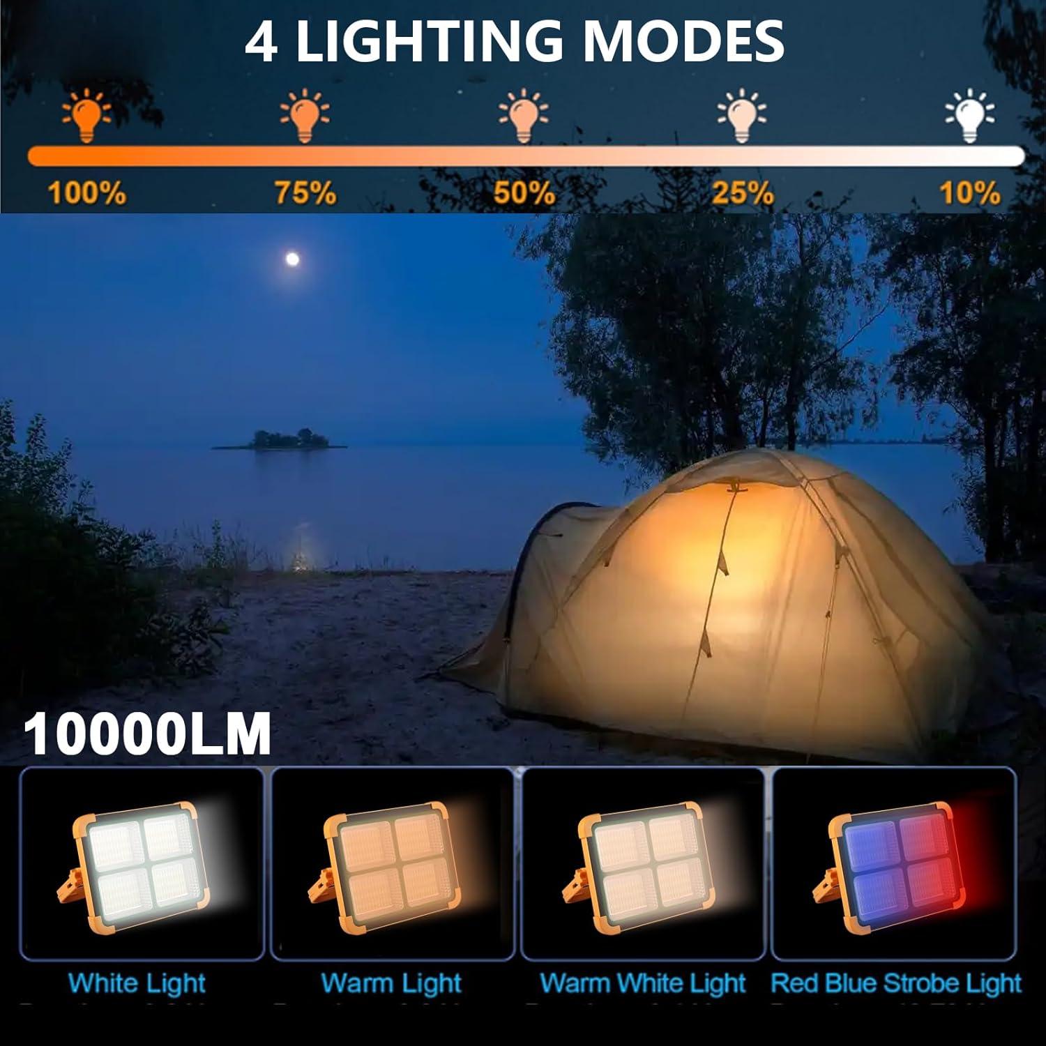 Luz de Trabajo LED GZGLUZ 120W 10000LM Recargable Solar IP66