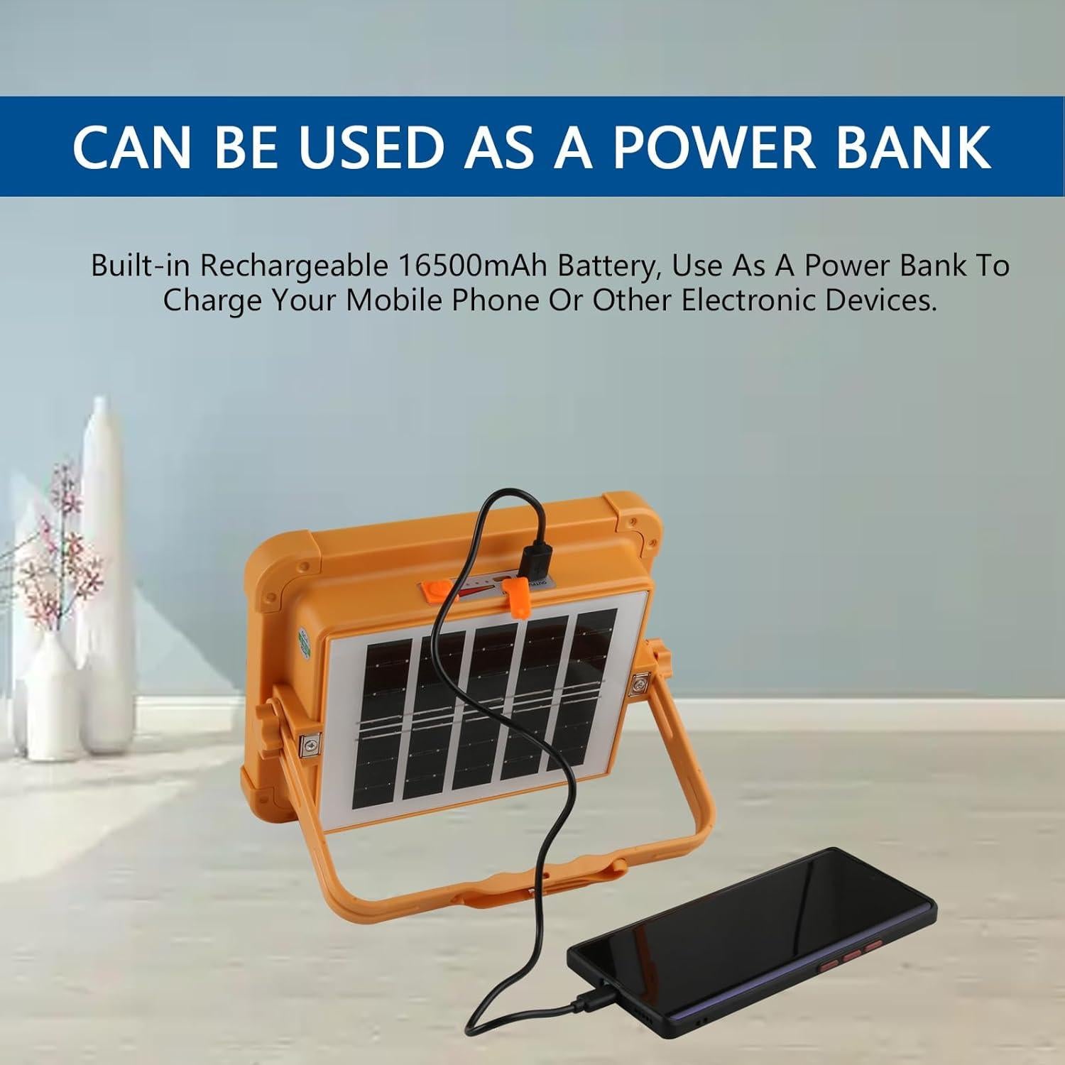 Luz de Trabajo LED GZGLUZ 120W 10000LM Recargable Solar IP66