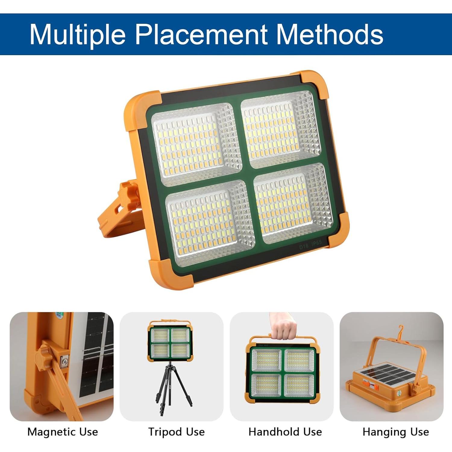 Luz de Trabajo LED GZGLUZ 120W 10000LM Recargable Solar IP66