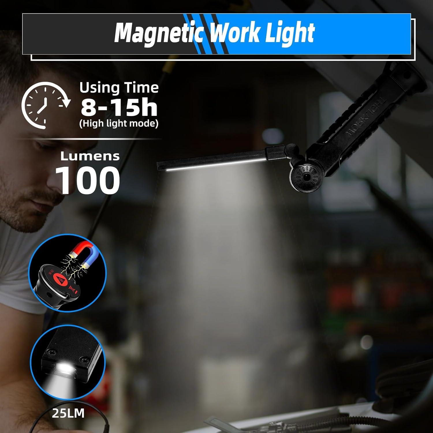 Luz de Trabajo Recargable KunHe con Base Magnética - Paquete de 20