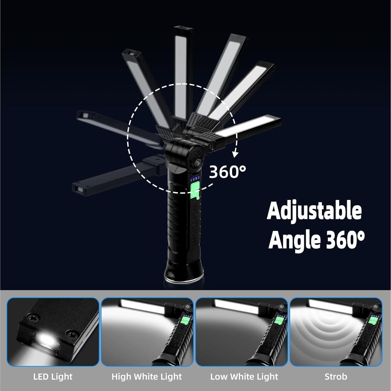 Luz de Trabajo Recargable KunHe con Base Magnética - Paquete de 20