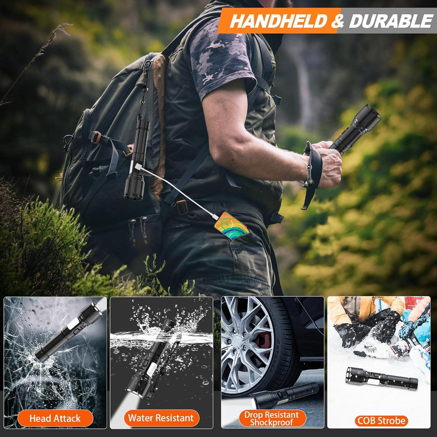 Linterna LED Táctica Recargable DanByte K2303 - 8 Modos, 5000 mAh