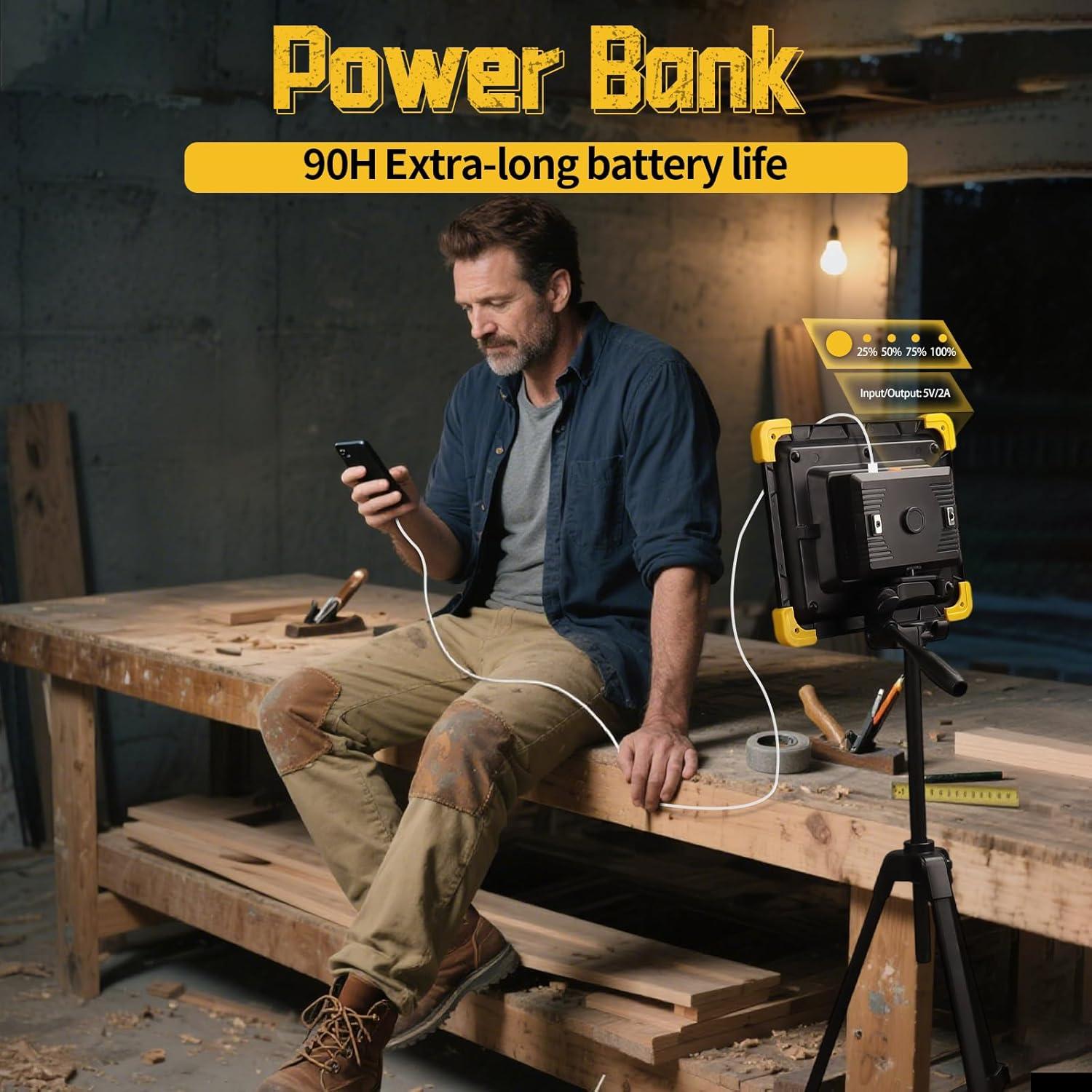 Luz de Trabajo Recargable KINQILIN 29000LM IP65 con Control Remoto