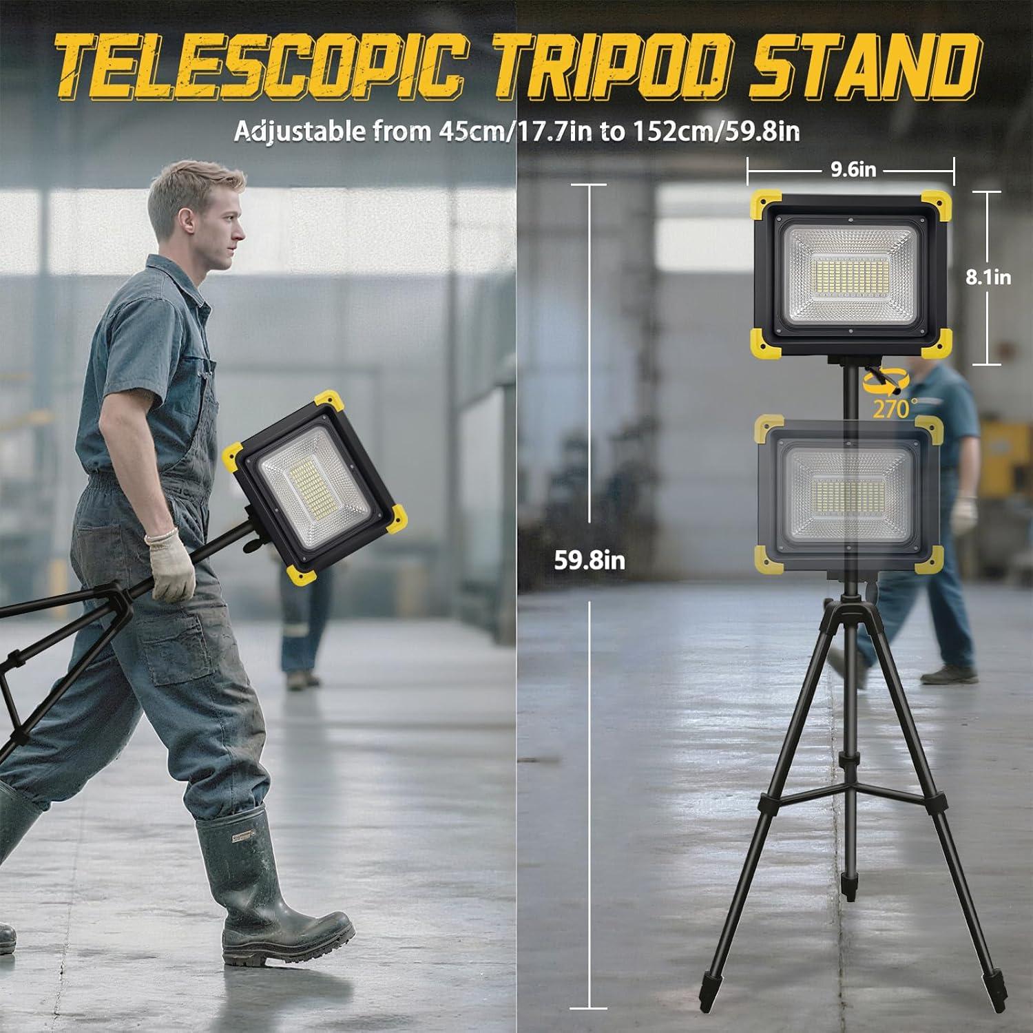 Luz de Trabajo Recargable KINQILIN 29000LM IP65 con Control Remoto