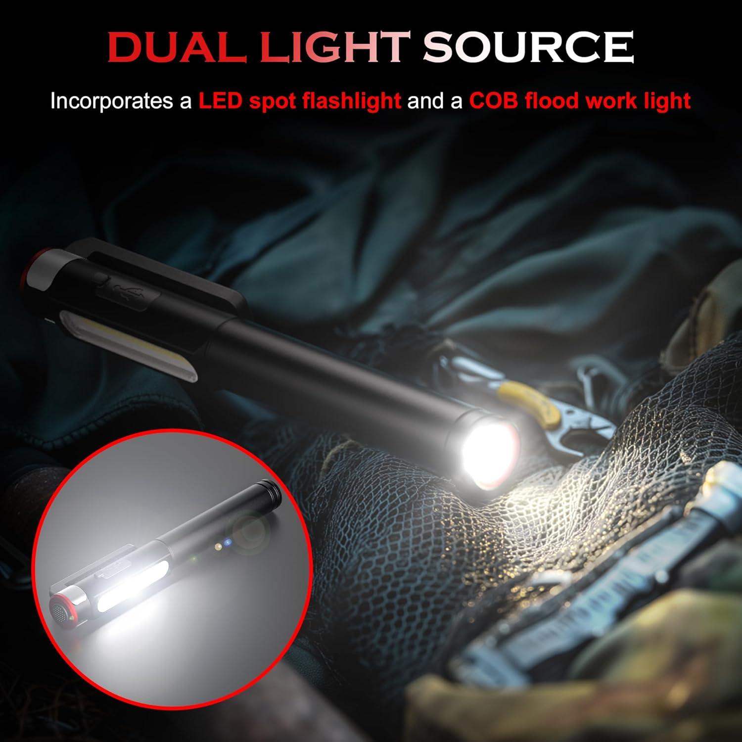 Linterna de bolígrafo recargable Lightbeoneus 800 lúmenes COB