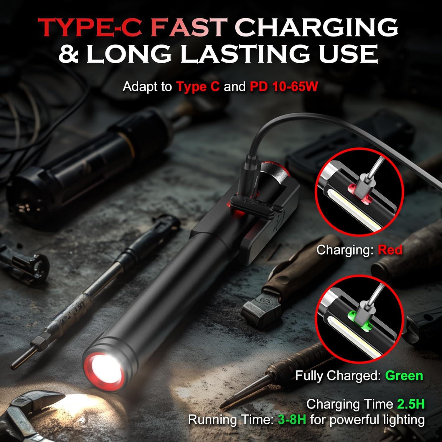 Linterna de bolígrafo recargable Lightbeoneus 800 lúmenes COB