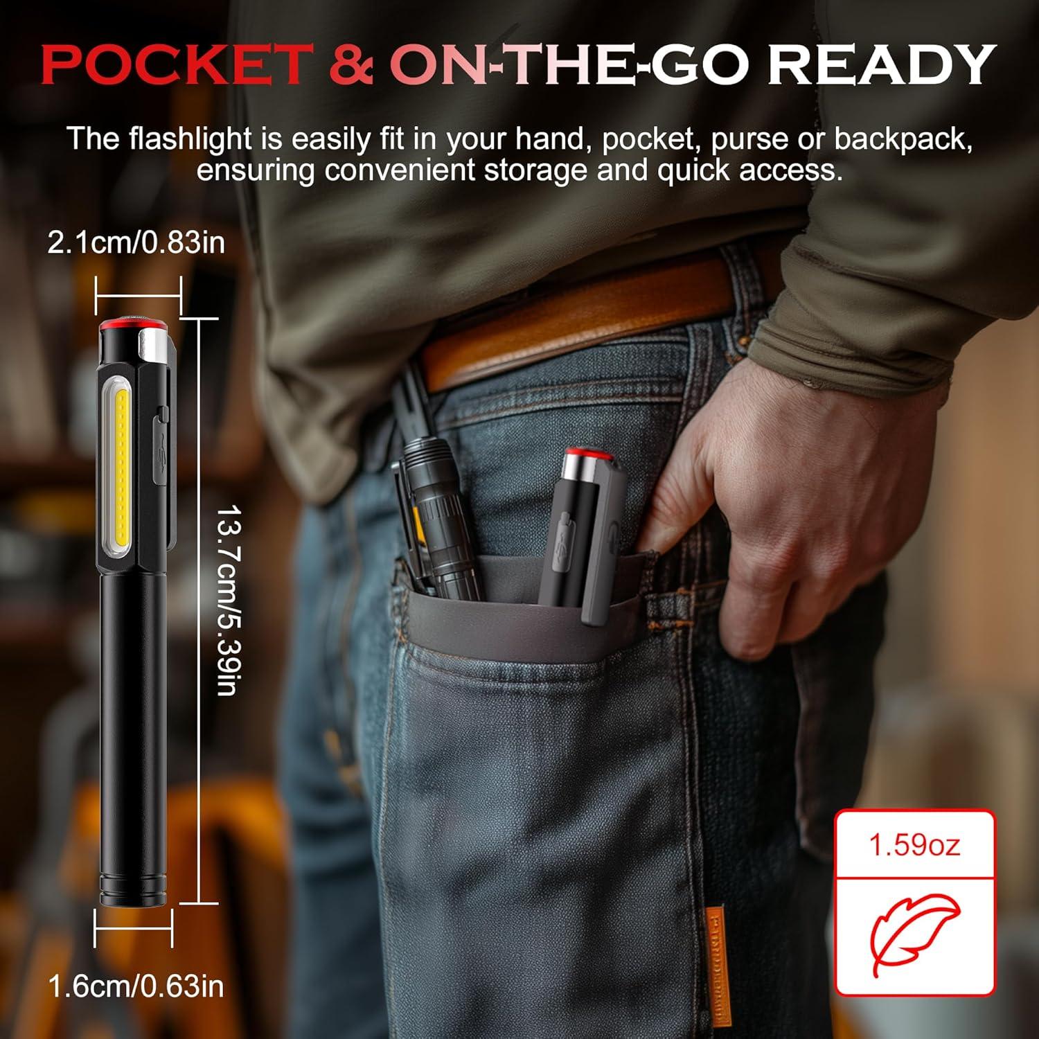 Linterna de bolígrafo recargable Lightbeoneus 800 lúmenes COB