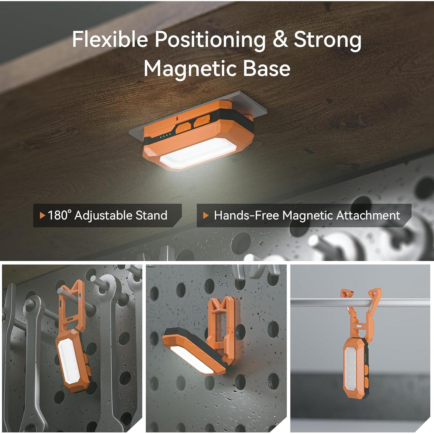 Luz de Trabajo LED Recargable TEVOLE TC2 500 Lúmenes IP54