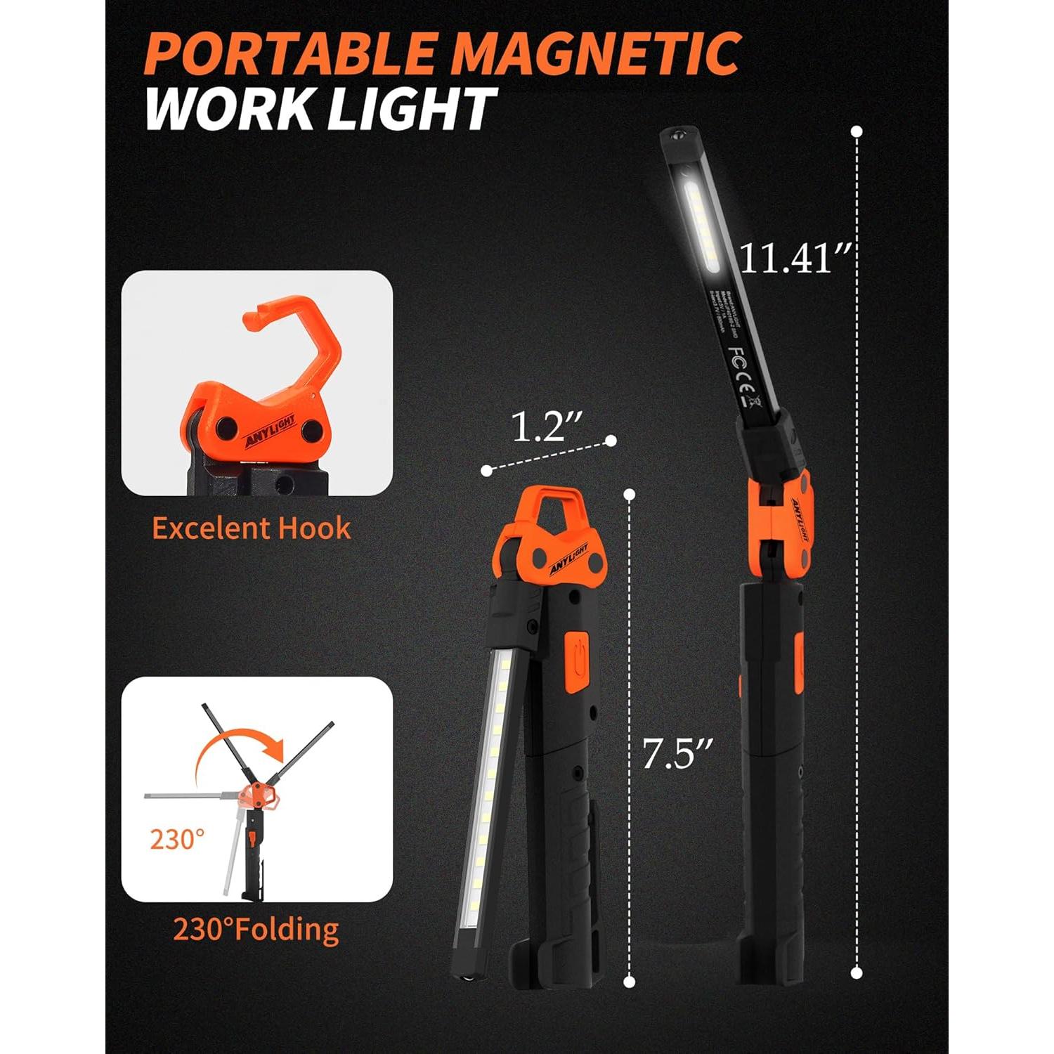 Luz de Trabajo LED Anylight 400LM Recargable Magnética