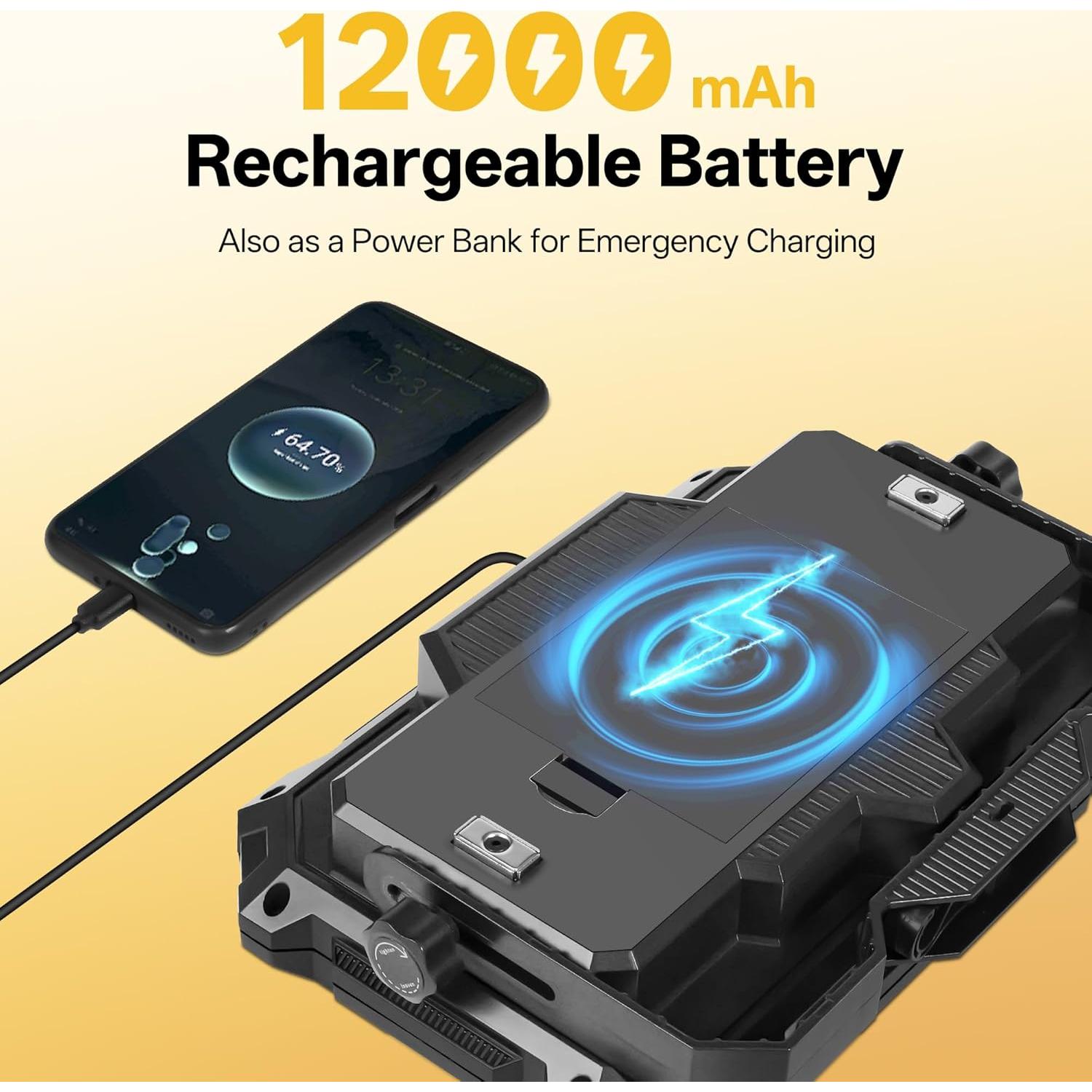 Linterna LED Recargable 12000mAh 10000LM IP65 para Camping