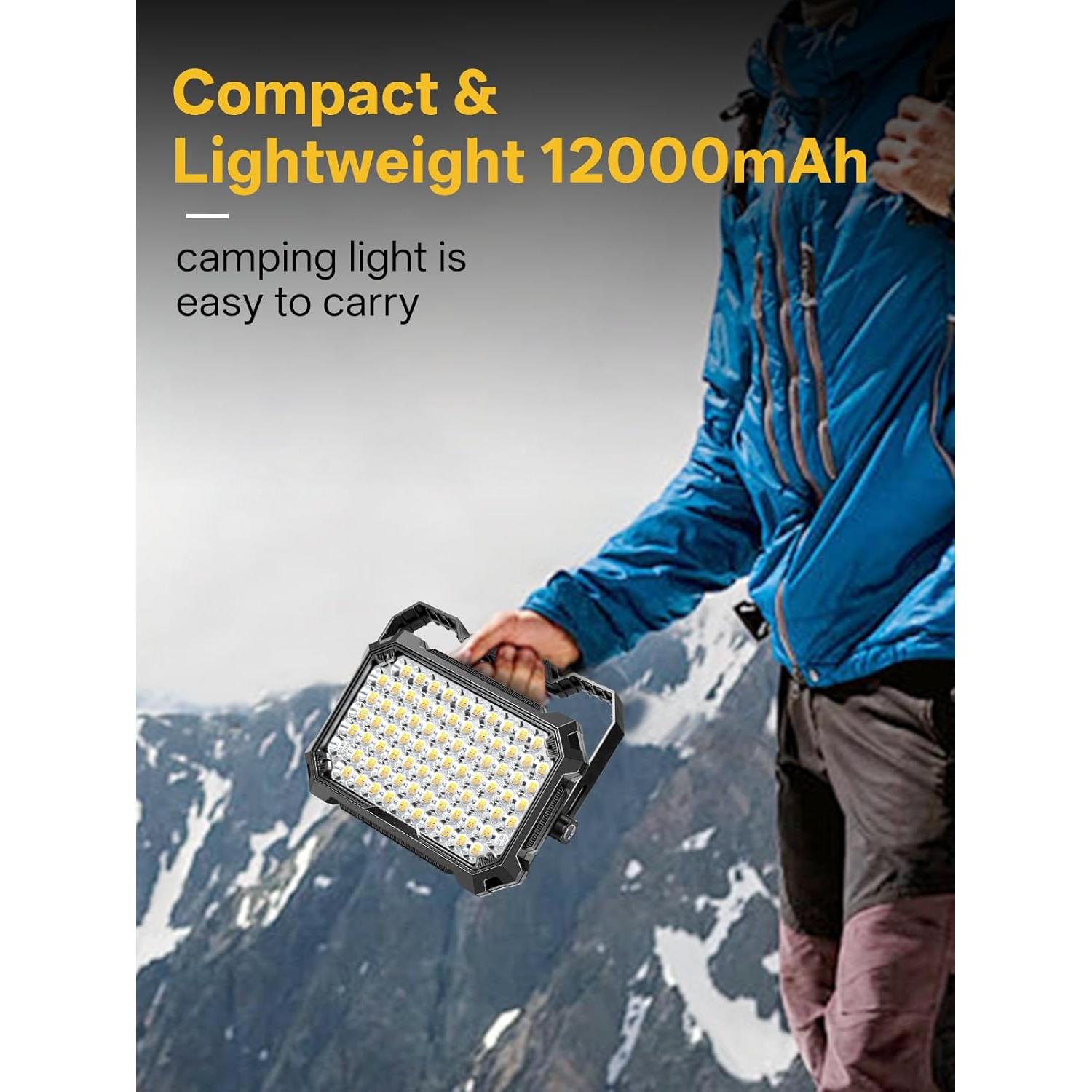 Linterna LED Recargable 12000mAh 10000LM IP65 para Camping