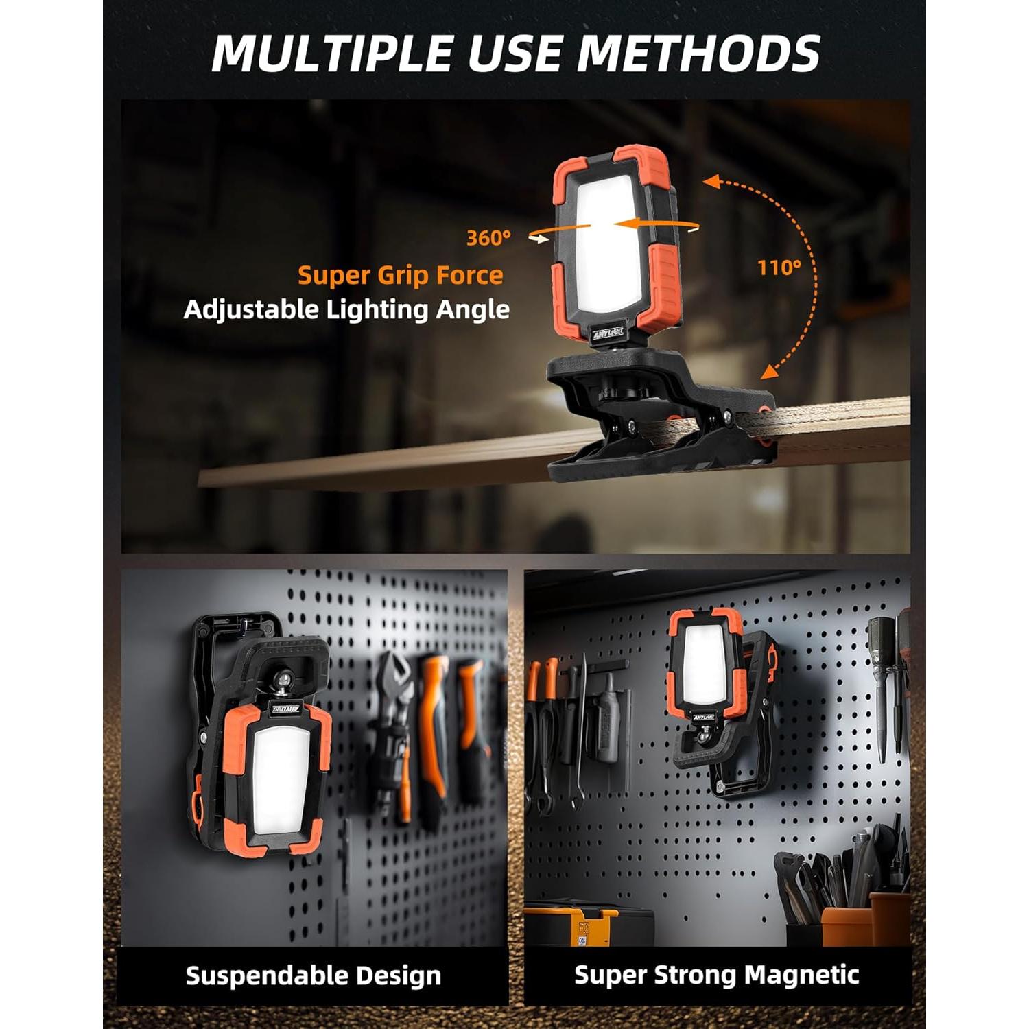 Luz de Trabajo Recargable LED Anylight JF8700C 1600LM IP65