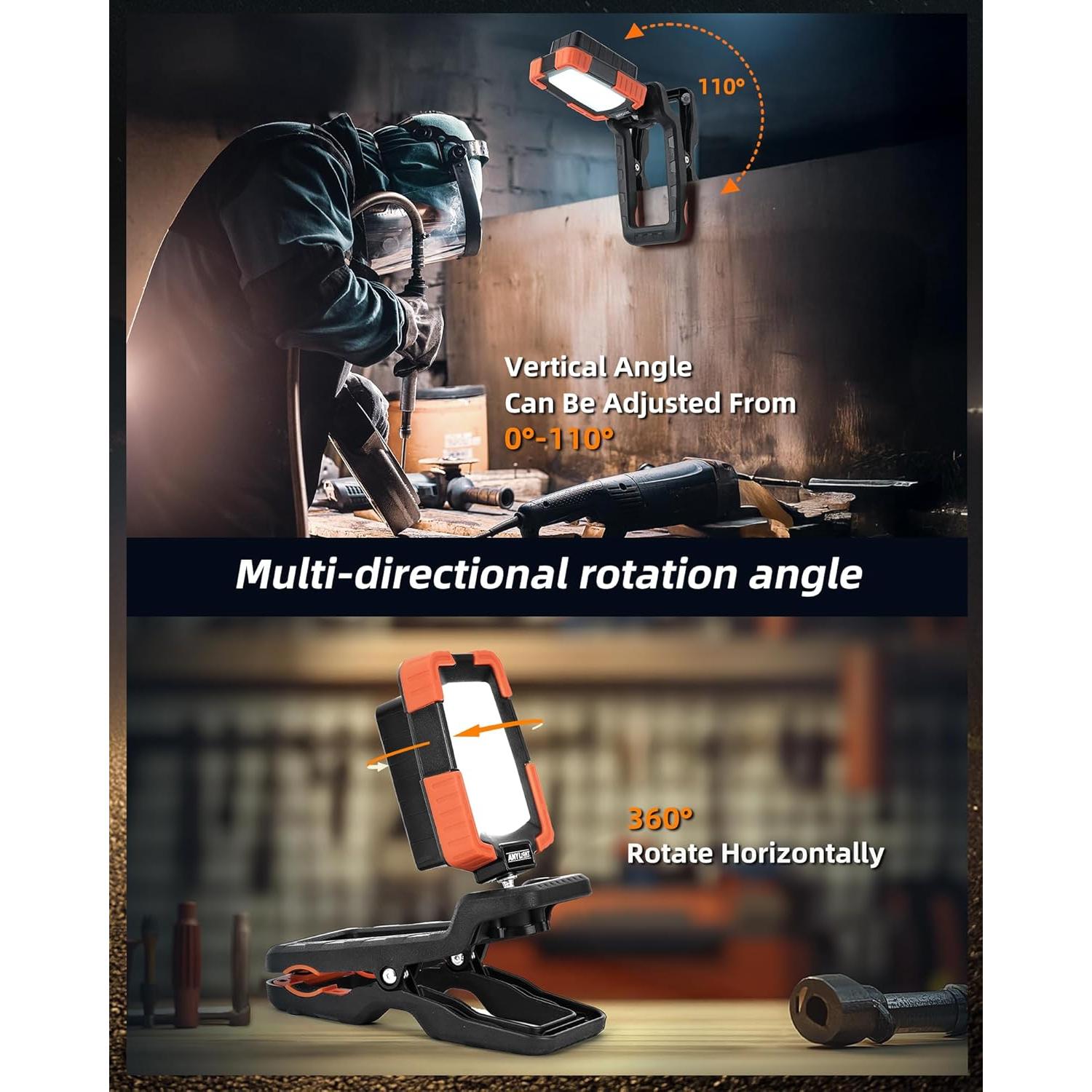 Luz de Trabajo Recargable LED Anylight JF8700C 1600LM IP65