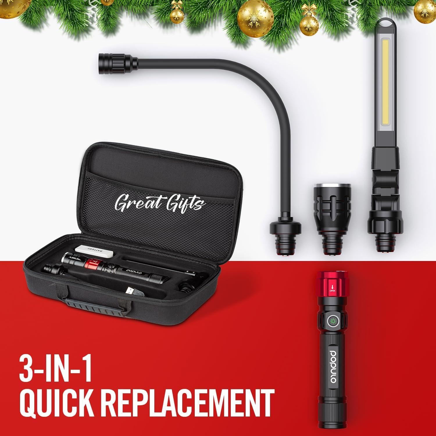 Linterna LED 3 en 1 POPULO PMLK-3 recargable 400 lúmenes