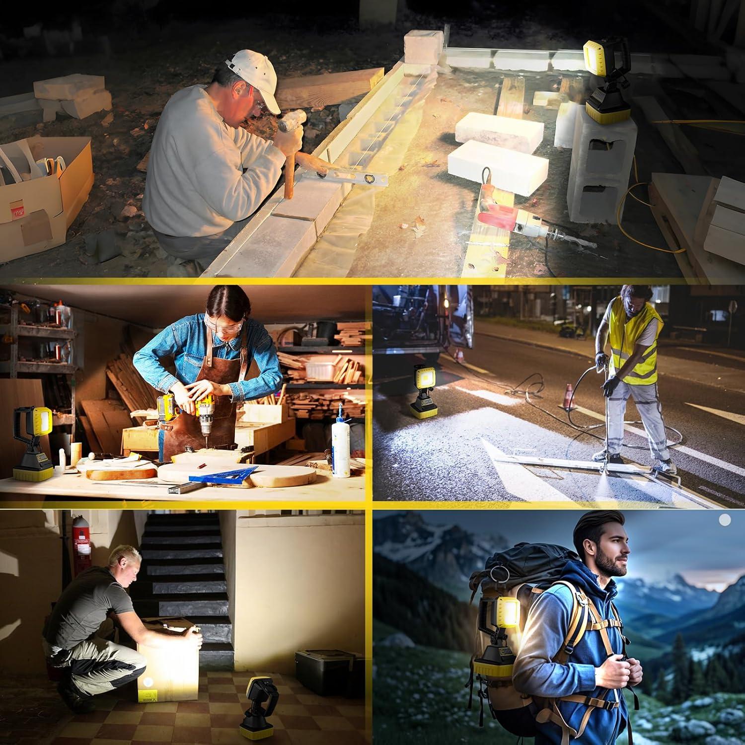 Linterna de Trabajo LED WENFENG 1500 Lúmenes Recargable