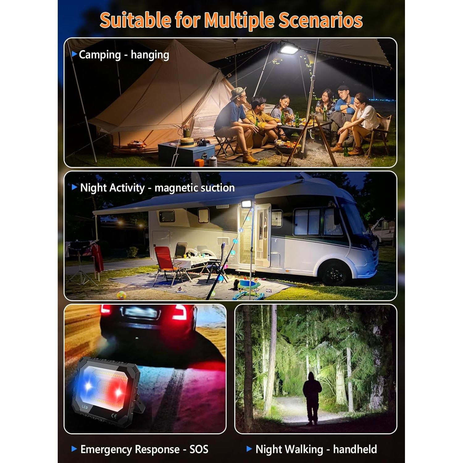 Luz de Trabajo Solar Recargable AKOFUN 200W 16000LM IP66