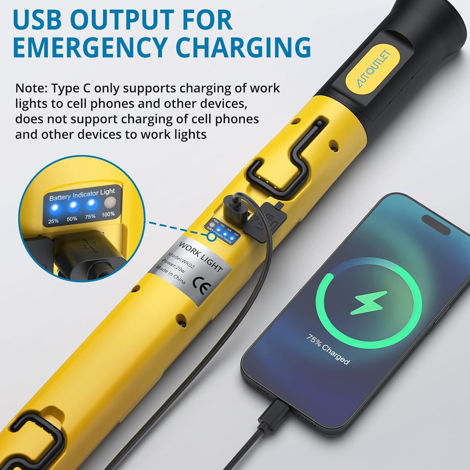 Luz de Trabajo LED AUTOUTLET 3200lm Batería 6000mAh Magnética