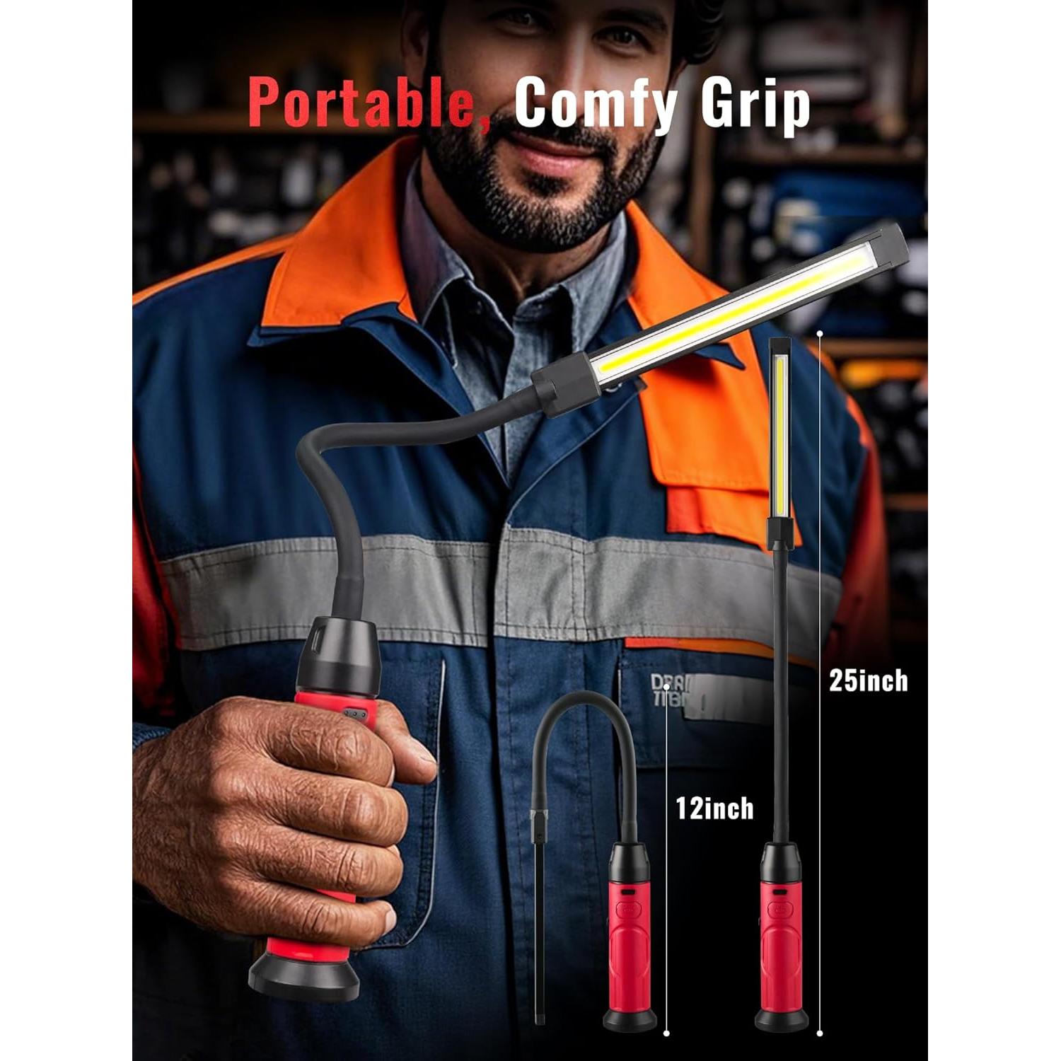 Luz de Trabajo LED Recargable SNUFF 800LM Magnética Cuello Ganso