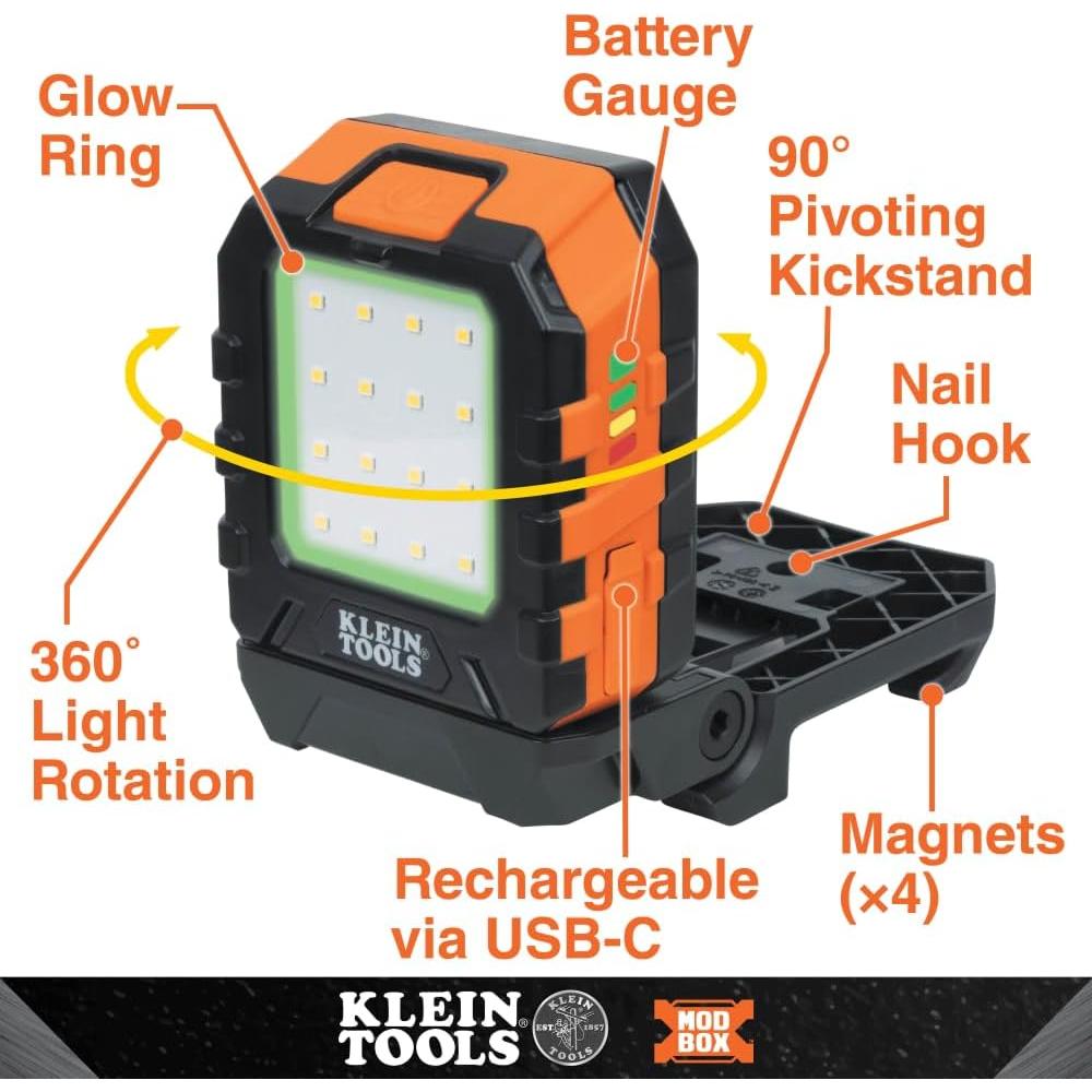 Luz de Trabajo LED Klein Tools MODbox 1000 Lúmenes Recargable