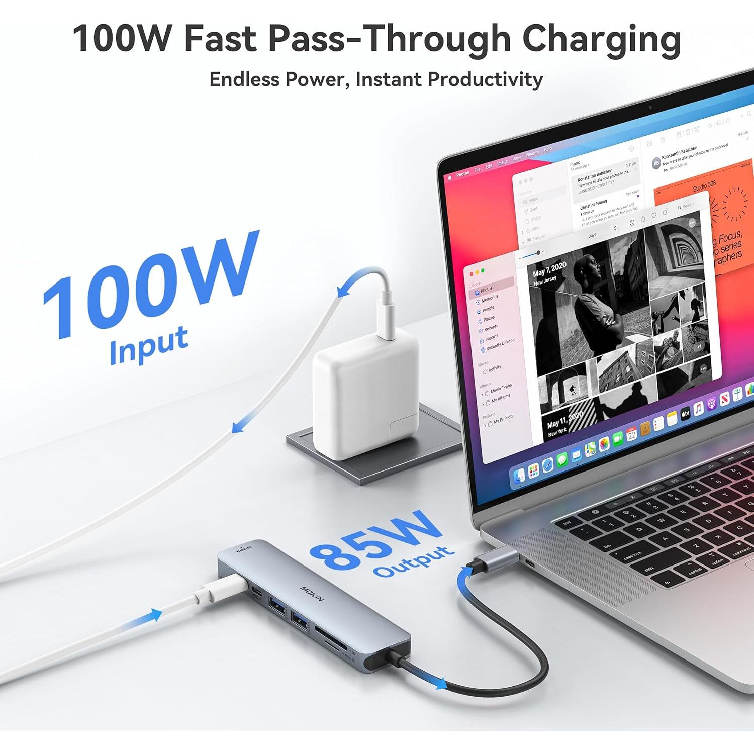 Adaptador Hub HDMI USB C MOKiN 7 en 1 4K 100W para MacBook