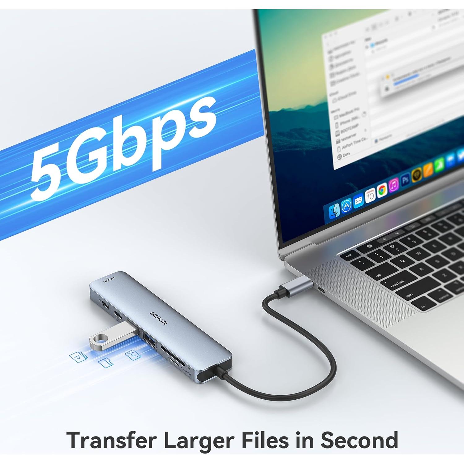 Adaptador Hub HDMI USB C MOKiN 7 en 1 4K 100W para MacBook