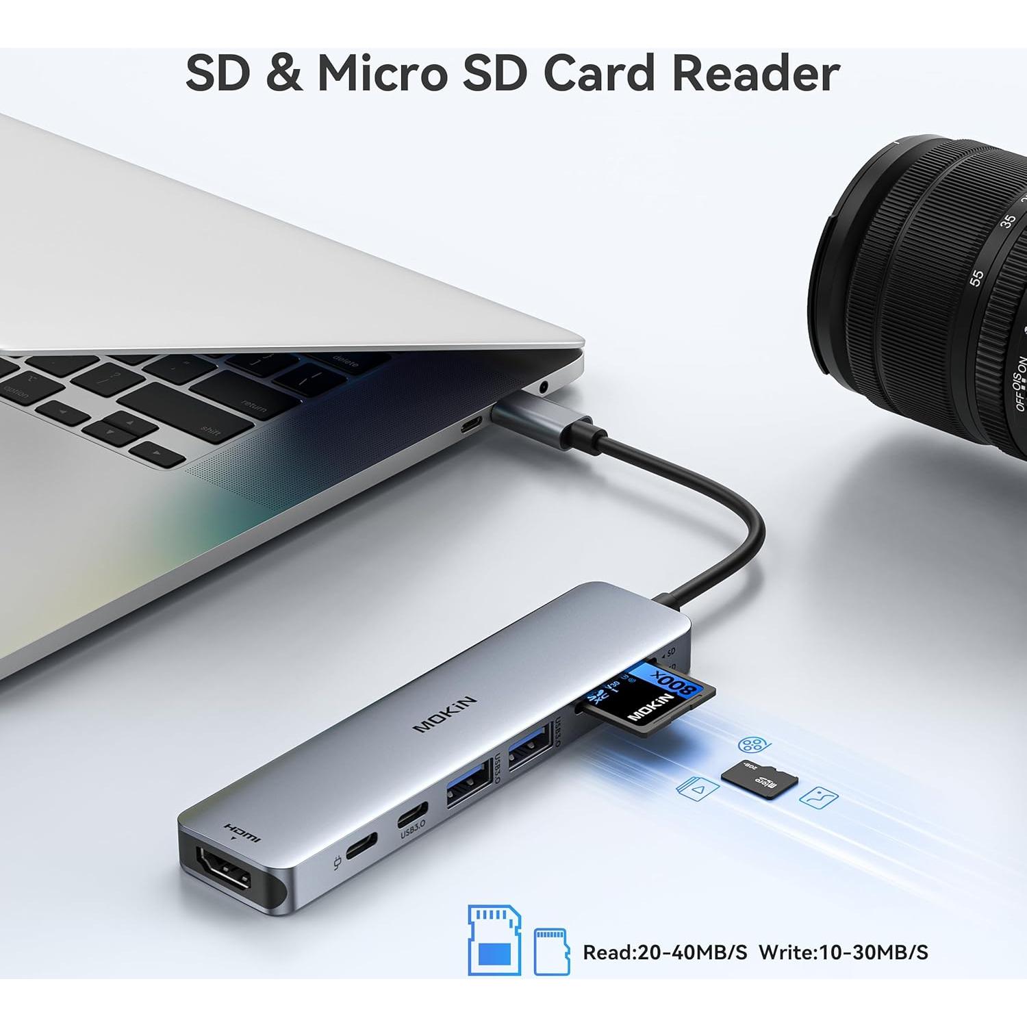 Adaptador Hub HDMI USB C MOKiN 7 en 1 4K 100W para MacBook