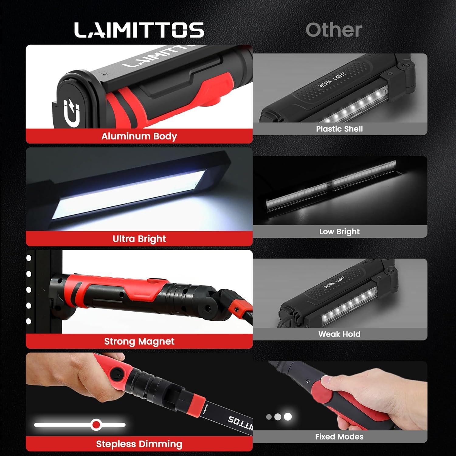 Luz de Trabajo LED Recargable LAIMITTOS 600 Lúmenes Magnética