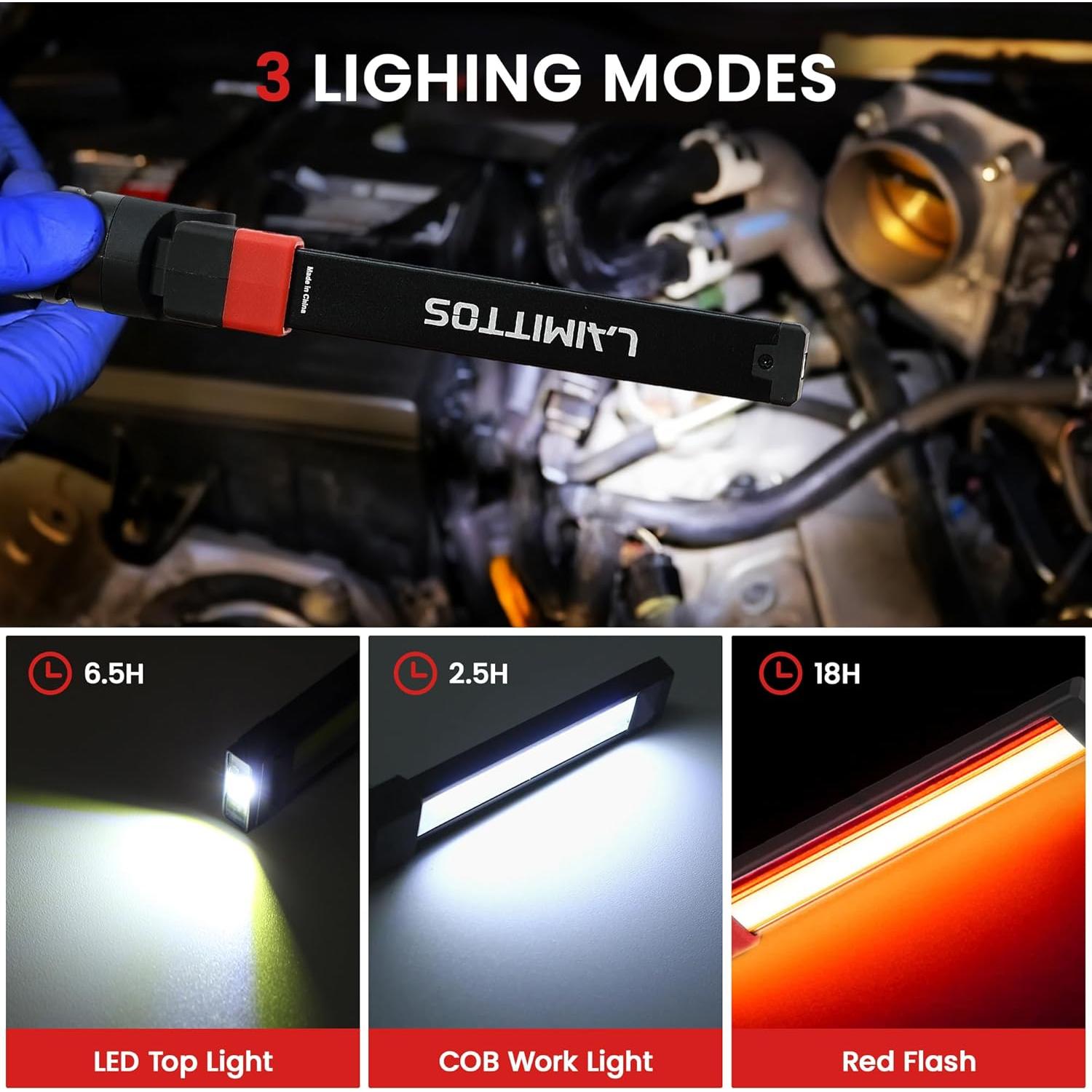 Luz de Trabajo LED Recargable LAIMITTOS 600 Lúmenes Magnética