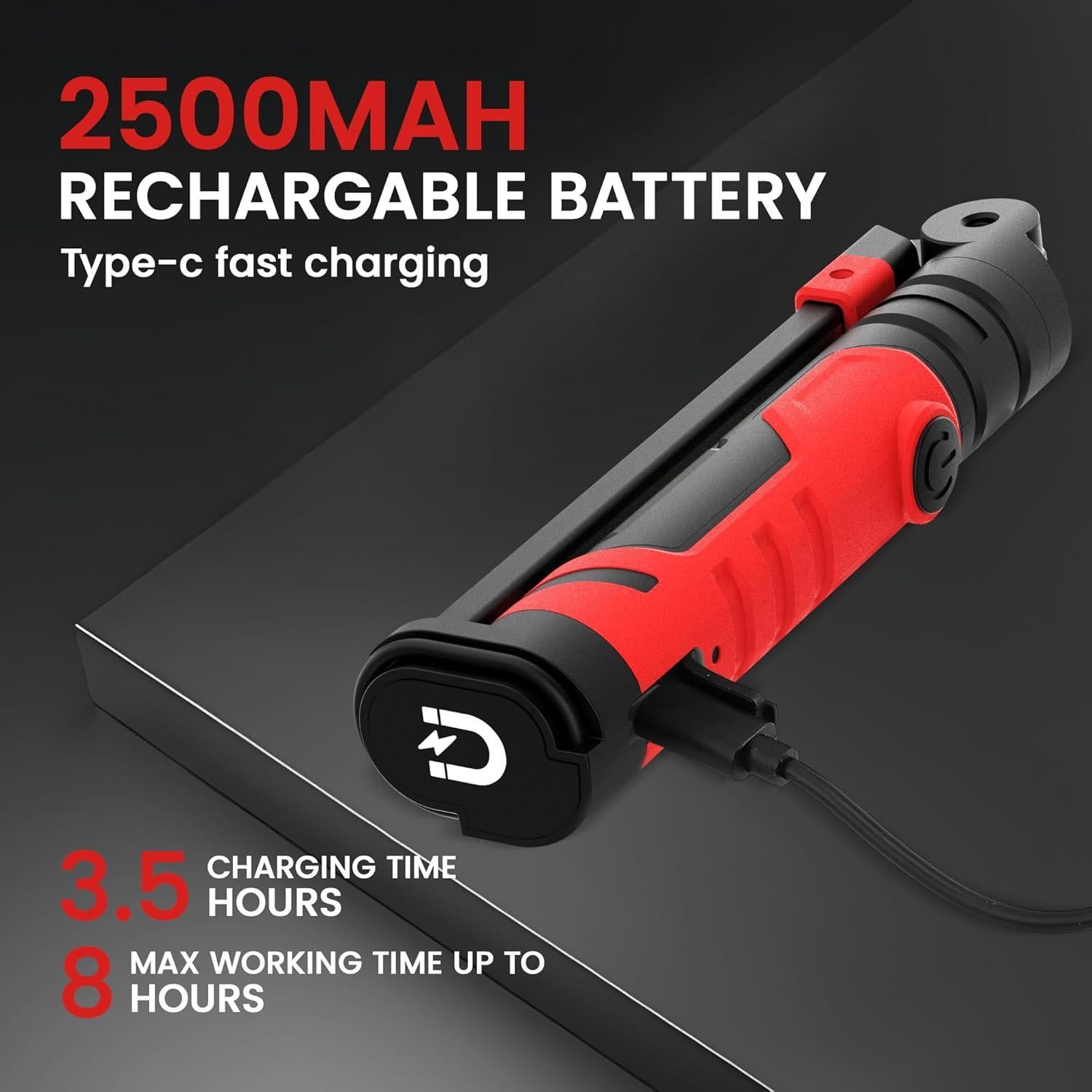 Luz de Trabajo LED Recargable LAIMITTOS 600 Lúmenes Magnética