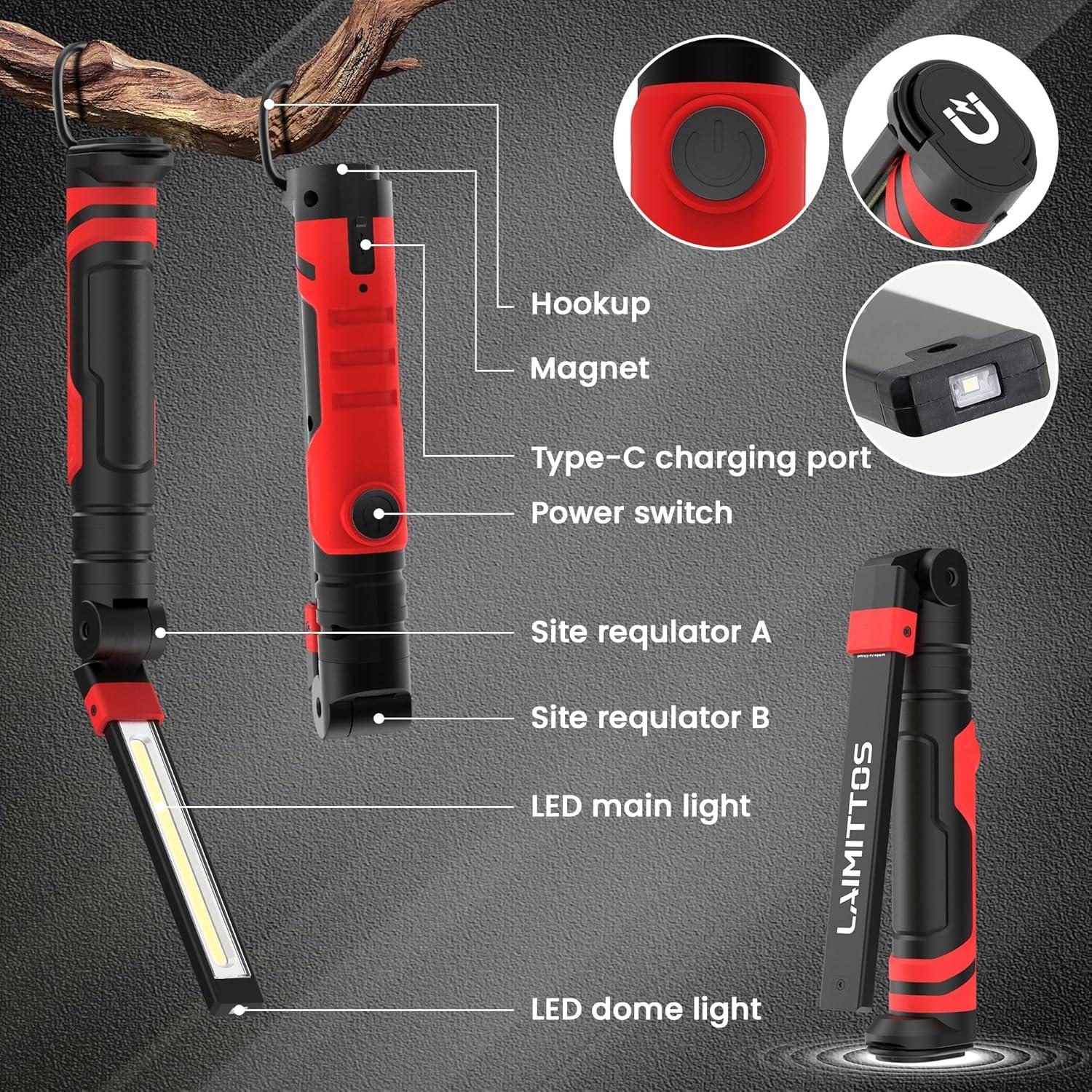 Luz de Trabajo LED Recargable LAIMITTOS 600 Lúmenes Magnética