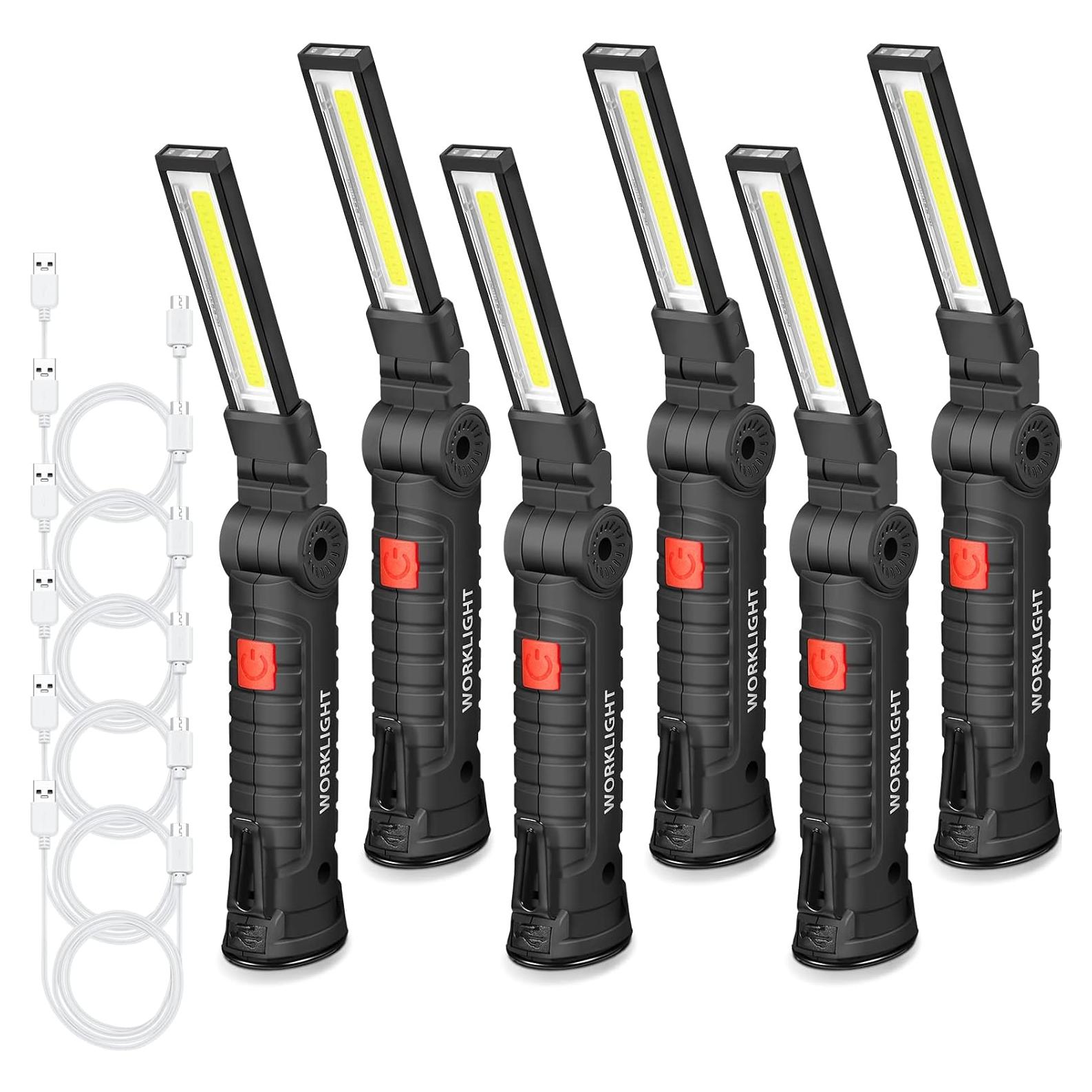 Juego de 6 Linternas LED Tuanse Recargables con Base Magnética