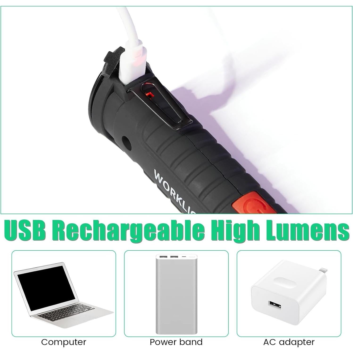 Juego de 6 Linternas LED Tuanse Recargables con Base Magnética