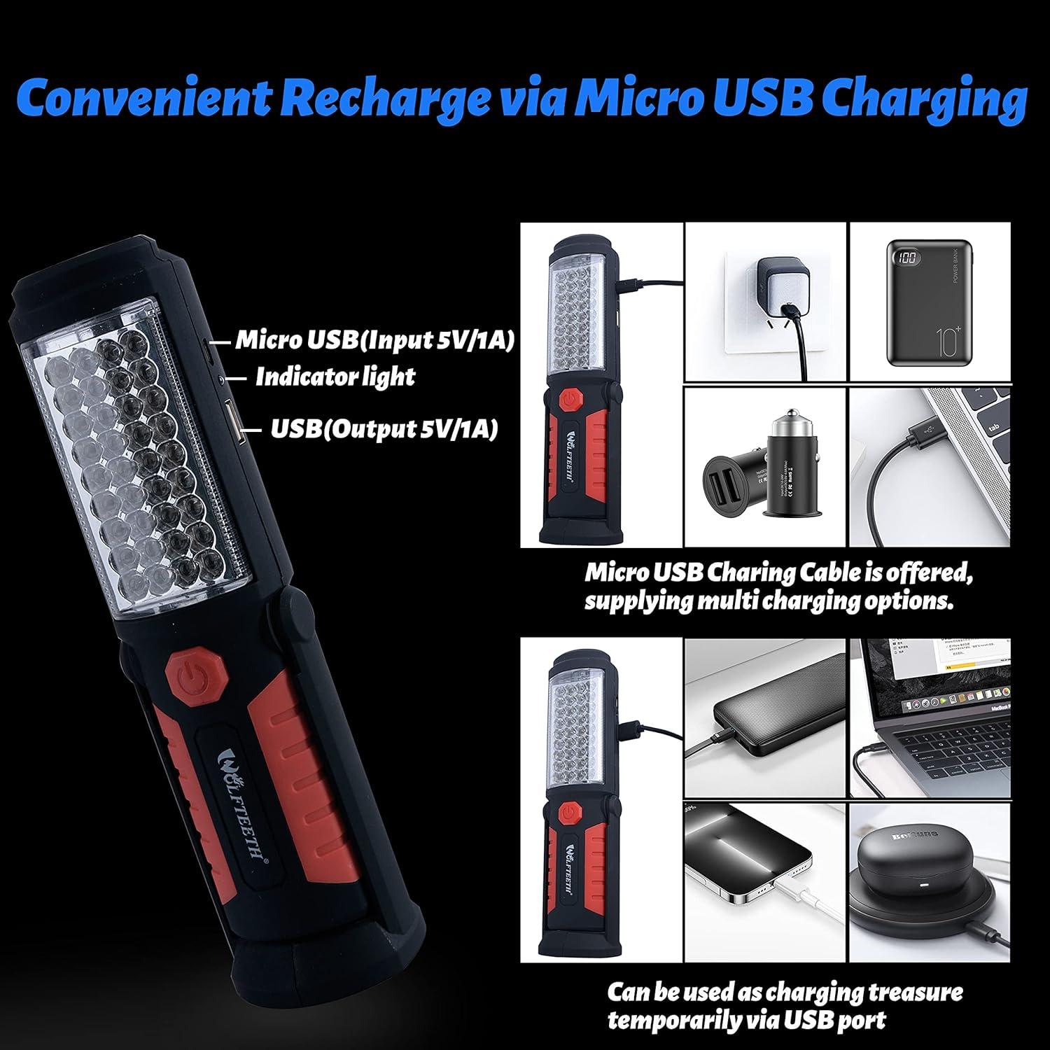 Luz de Trabajo LED Recargable Wolfteeth Magnética 240 Lúmenes