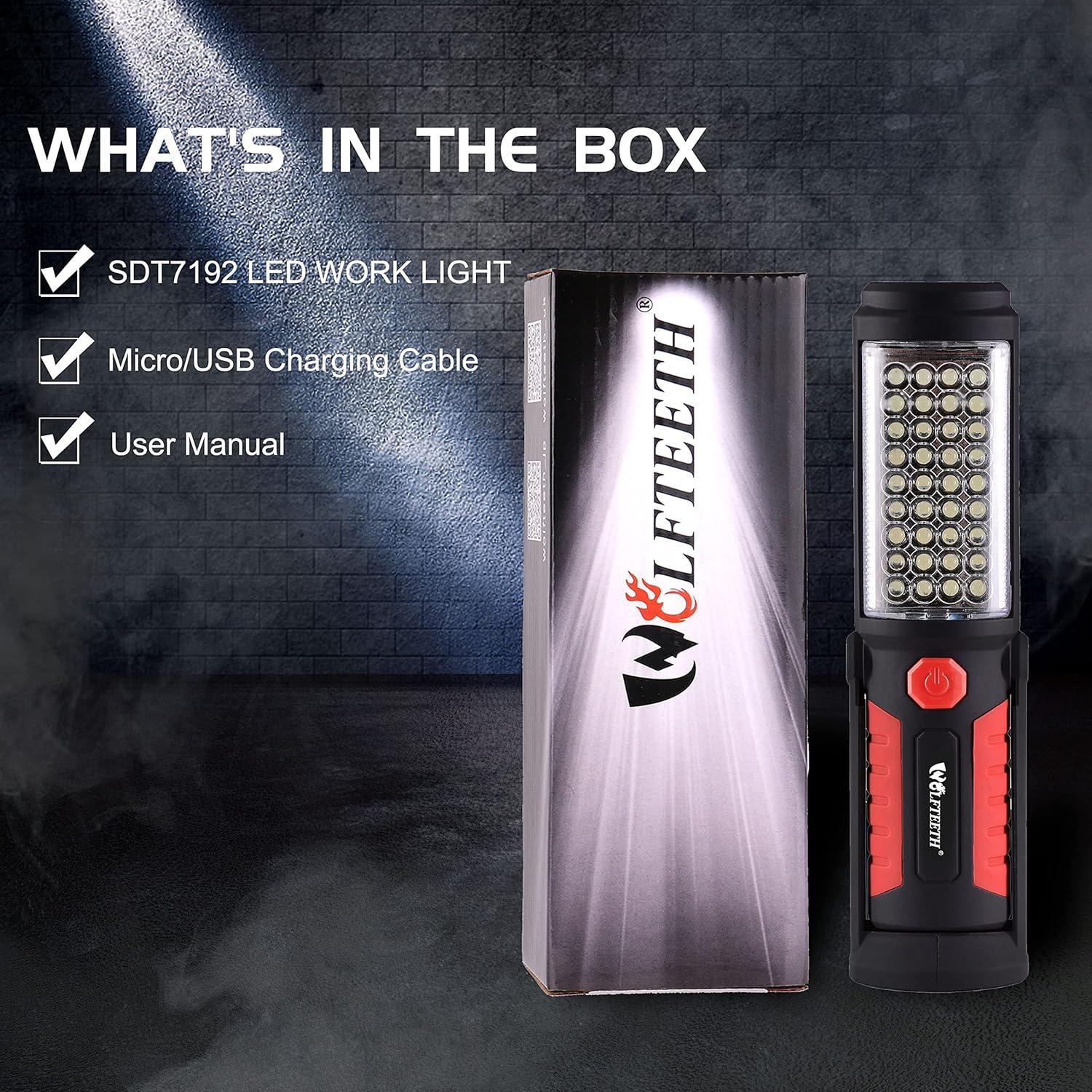 Luz de Trabajo LED Recargable Wolfteeth Magnética 240 Lúmenes