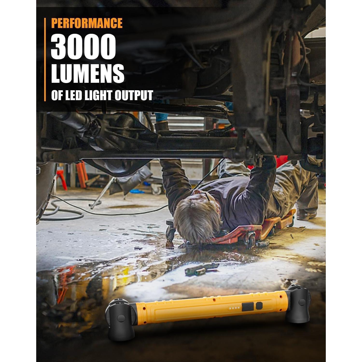 Luz de Trabajo LED Recargable Aboutool 3000LM con Gancho y Base Magnética