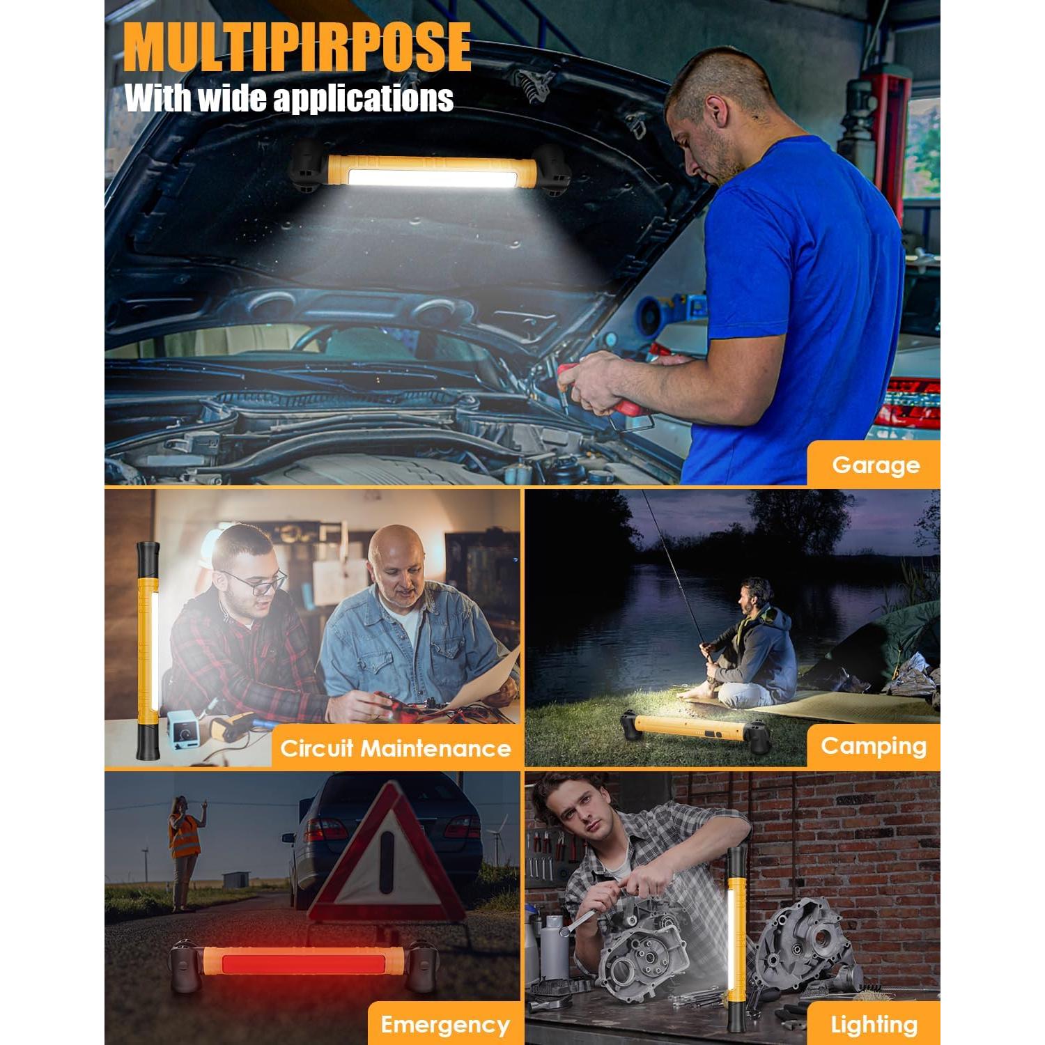 Luz de Trabajo LED Recargable Aboutool 3000LM con Gancho y Base Magnética