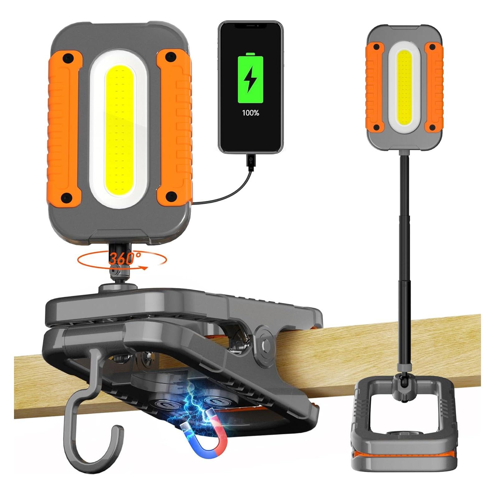 Luz de Trabajo LED Recargable Molrebe 3000LM con Pinza