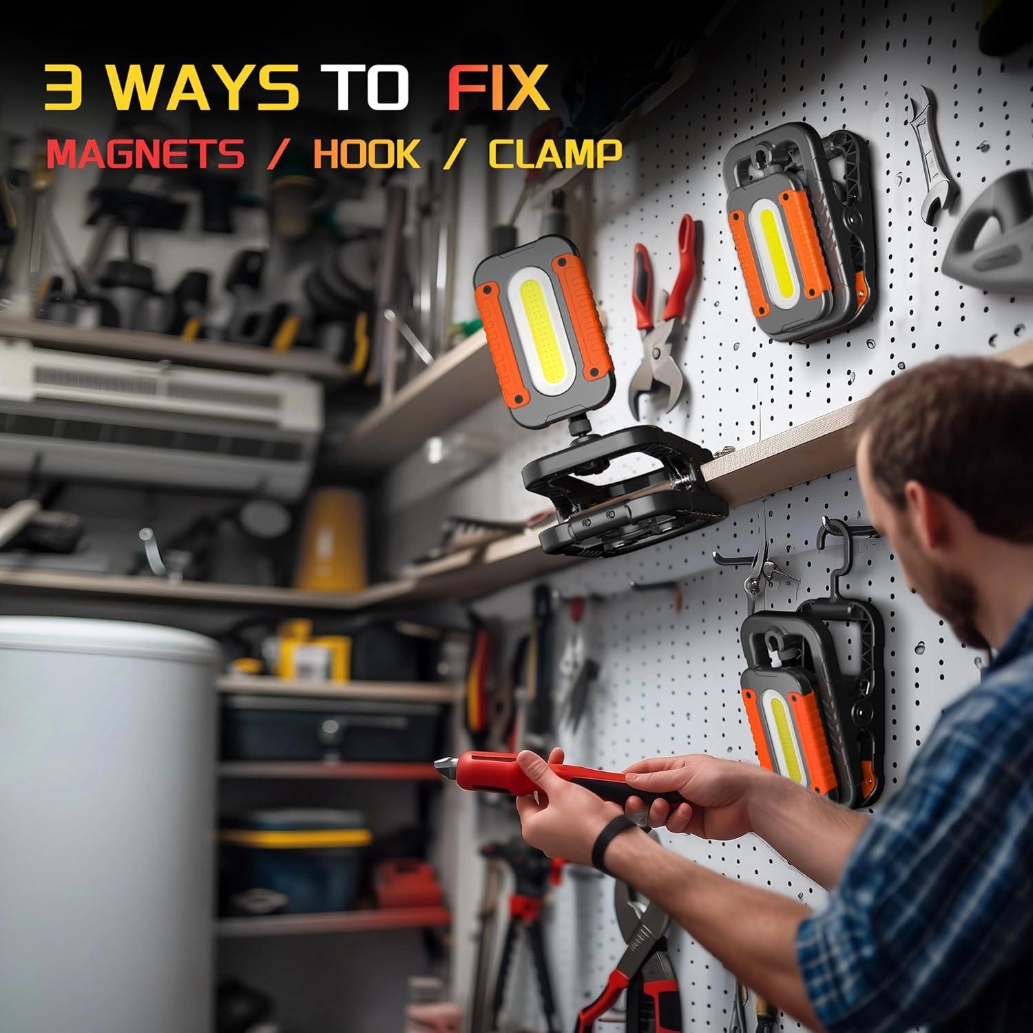 Luz de Trabajo LED Recargable Molrebe 3000LM con Pinza