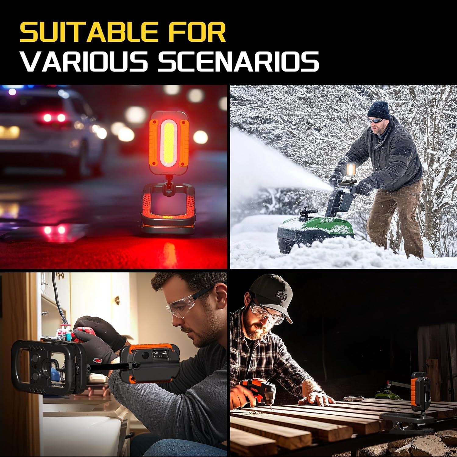 Luz de Trabajo LED Recargable Molrebe 3000LM con Pinza