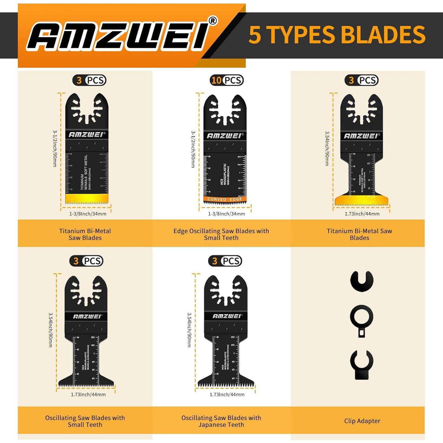 Juego de 22 Hojas de Sierra Oscilante AMZWEI para Bricolaje